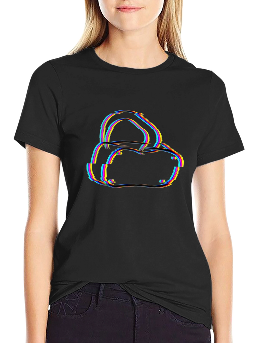 VR Headset Glitch Black T-Shirt - Gamer Style