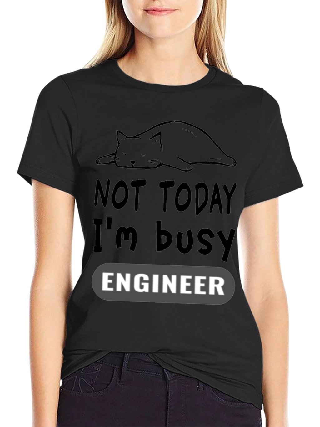 Not Today Im Busy Engineer Cat Lover T-Shirt