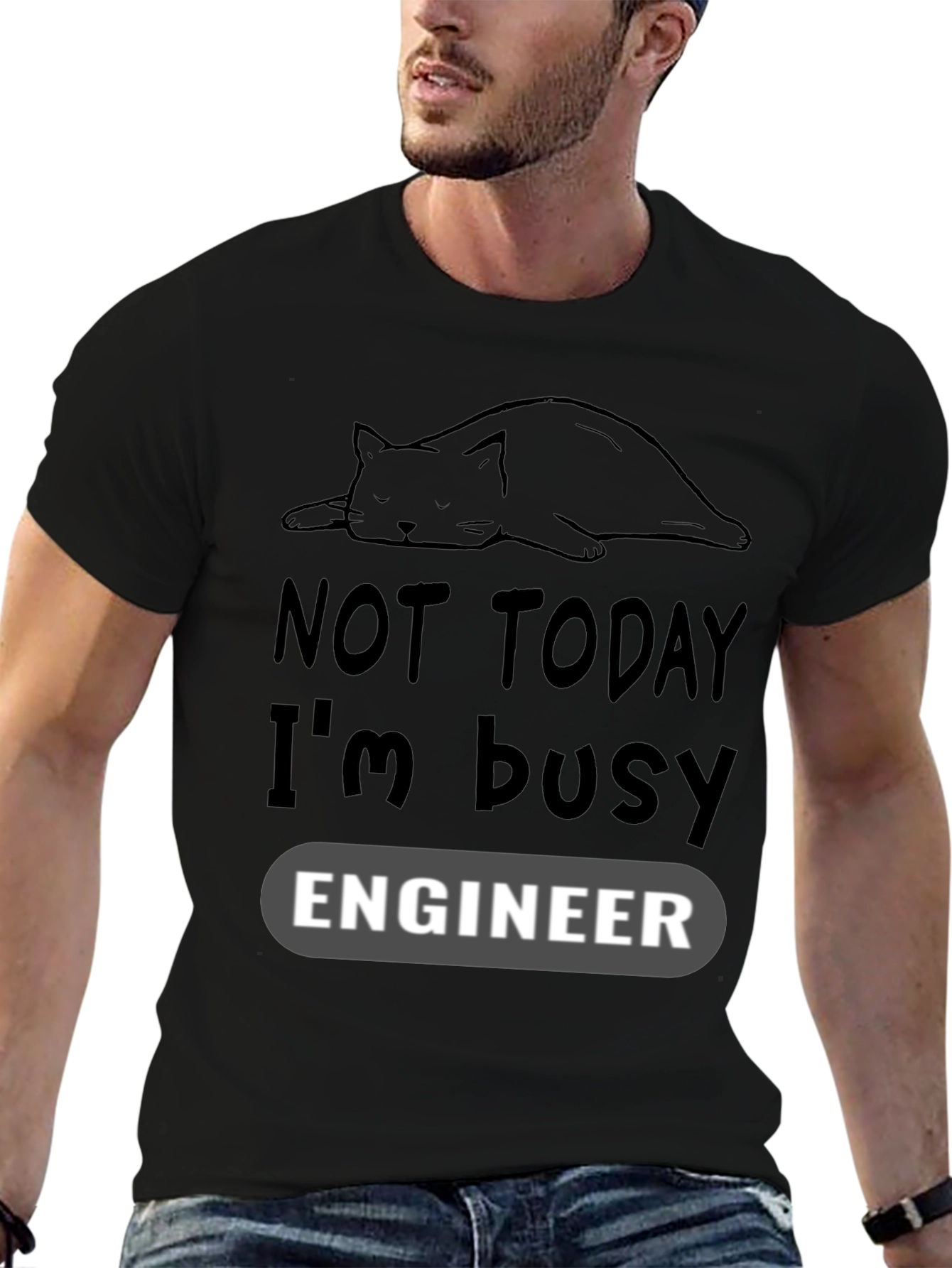 Not Today Im Busy Engineer Cat Lover T-Shirt