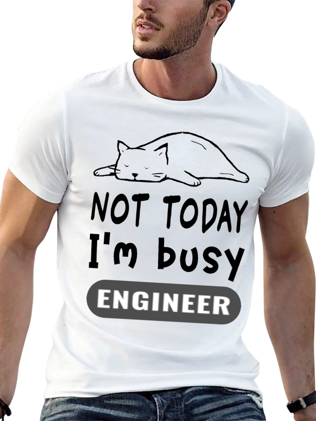 Not Today Im Busy Engineer Cat Lover T-Shirt