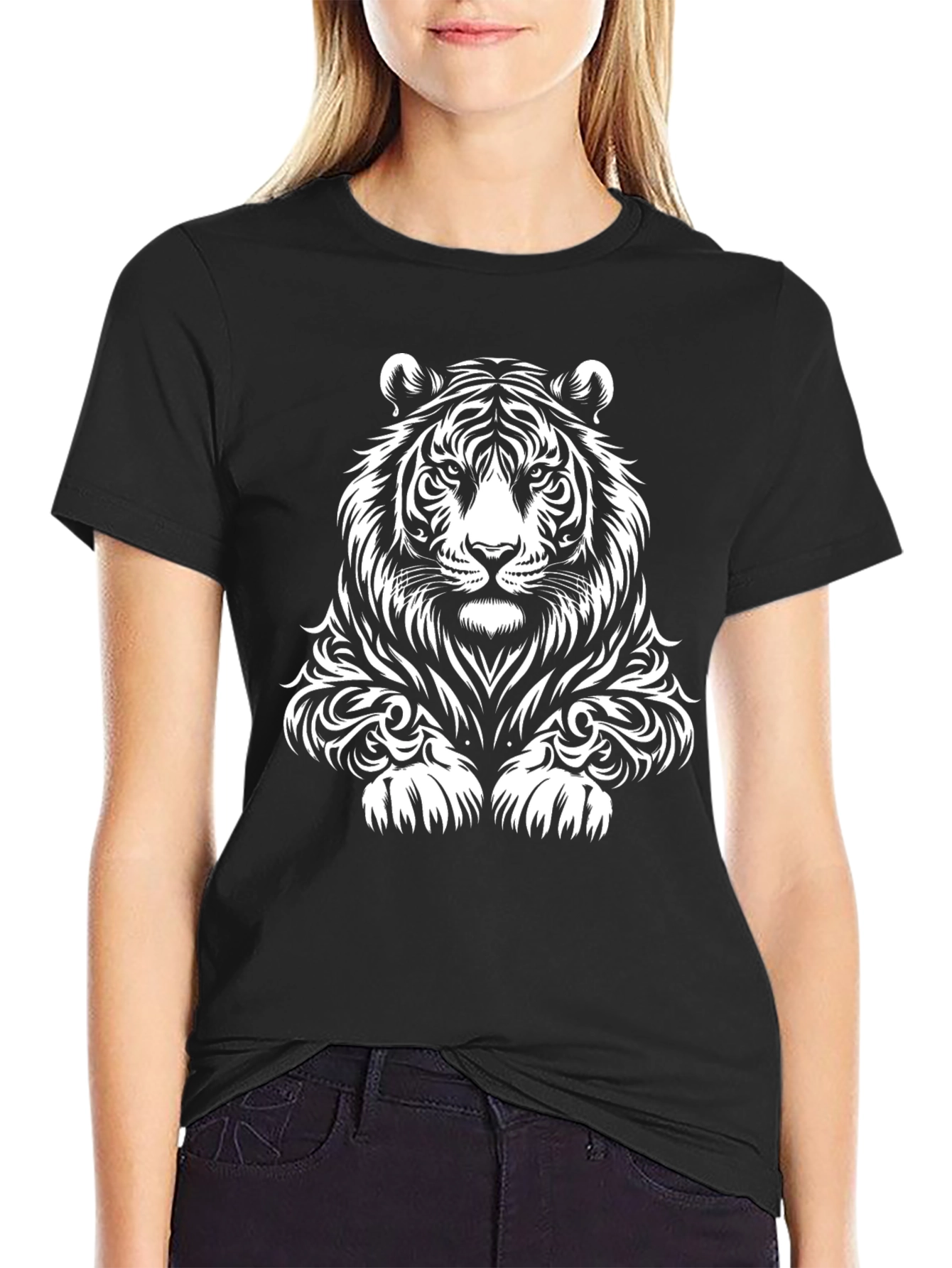 Tiger Graphic Print Black T-Shirt