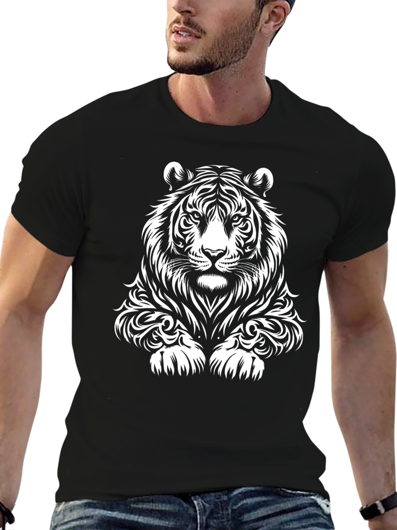 Tiger Graphic Print Black T-Shirt
