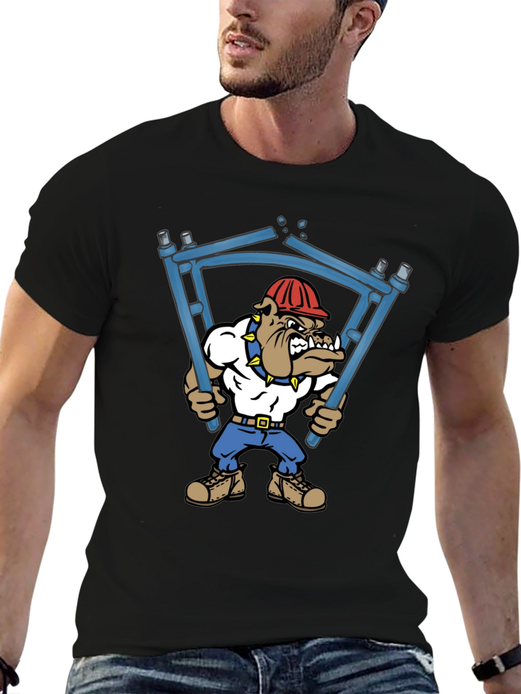Bulldog Builder T-Shirt: Cartoon Graphic Tee