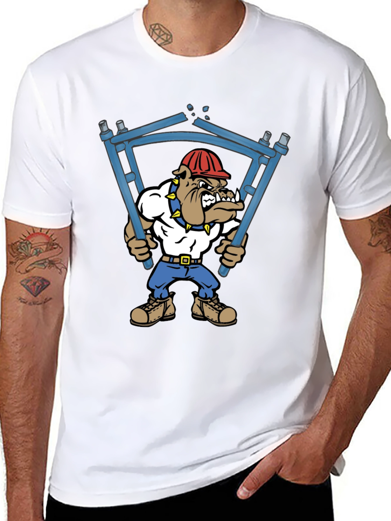 Bulldog Builder T-Shirt: Cartoon Graphic Tee