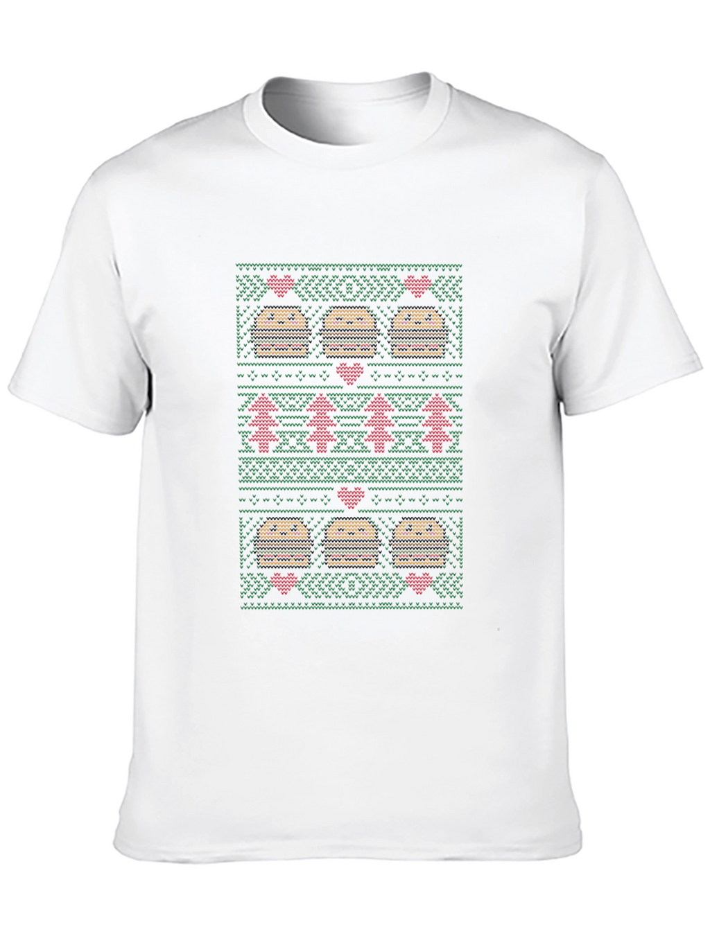 Burger Christmas Sweater Pattern T-Shirt