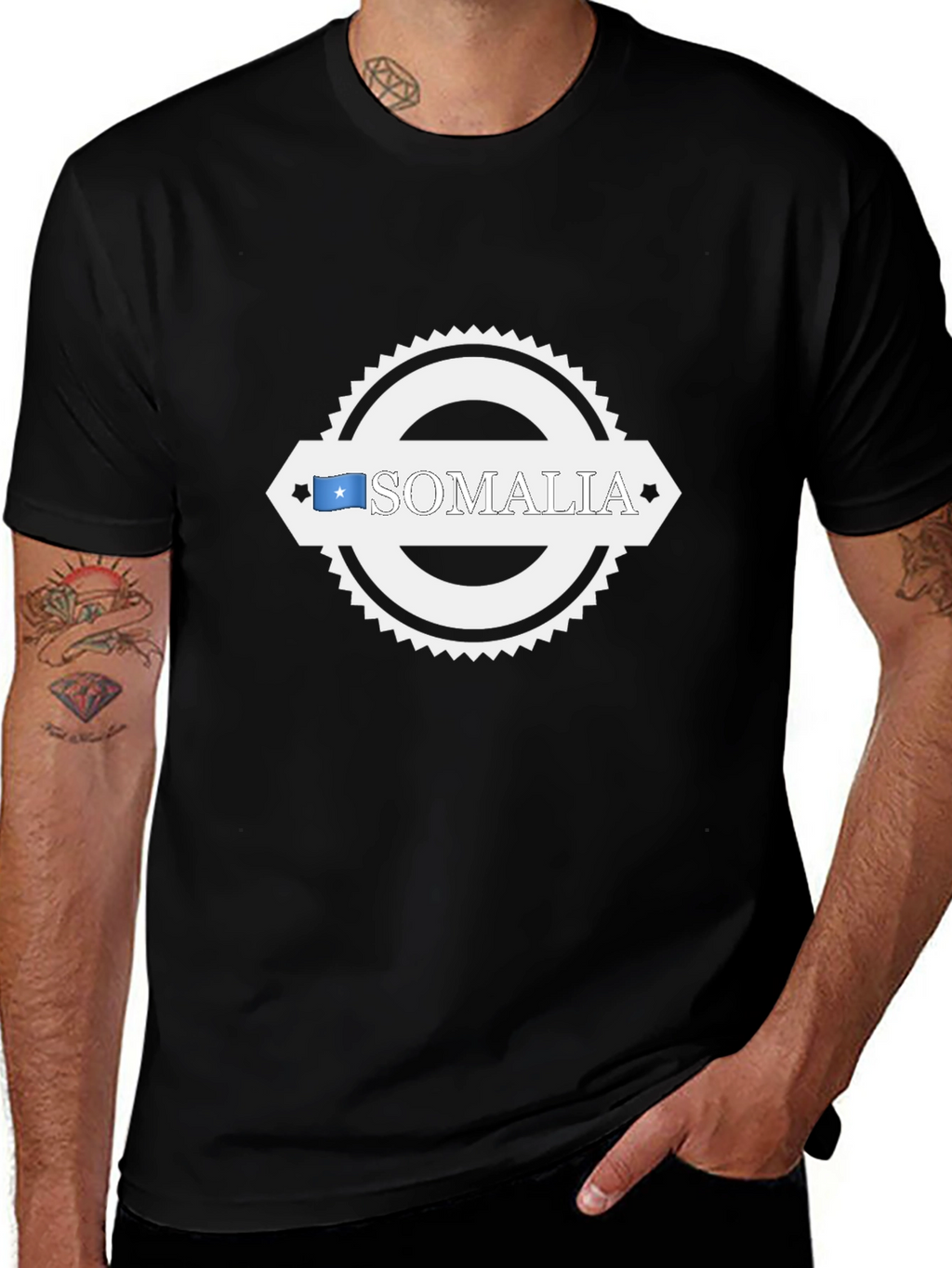 Somalia Flag Graphic T-Shirt - Black