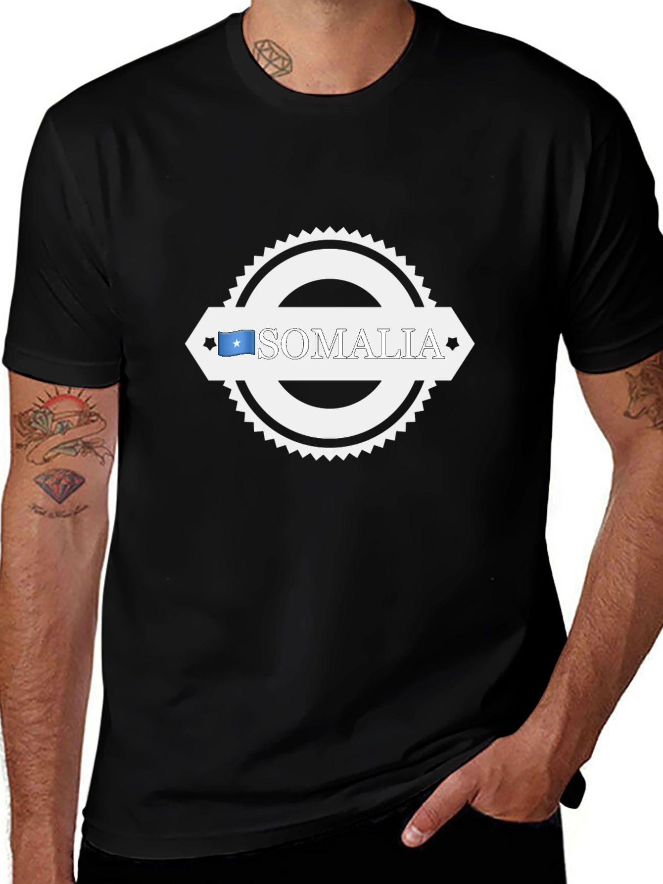 Somalia Flag Graphic T-Shirt - Black