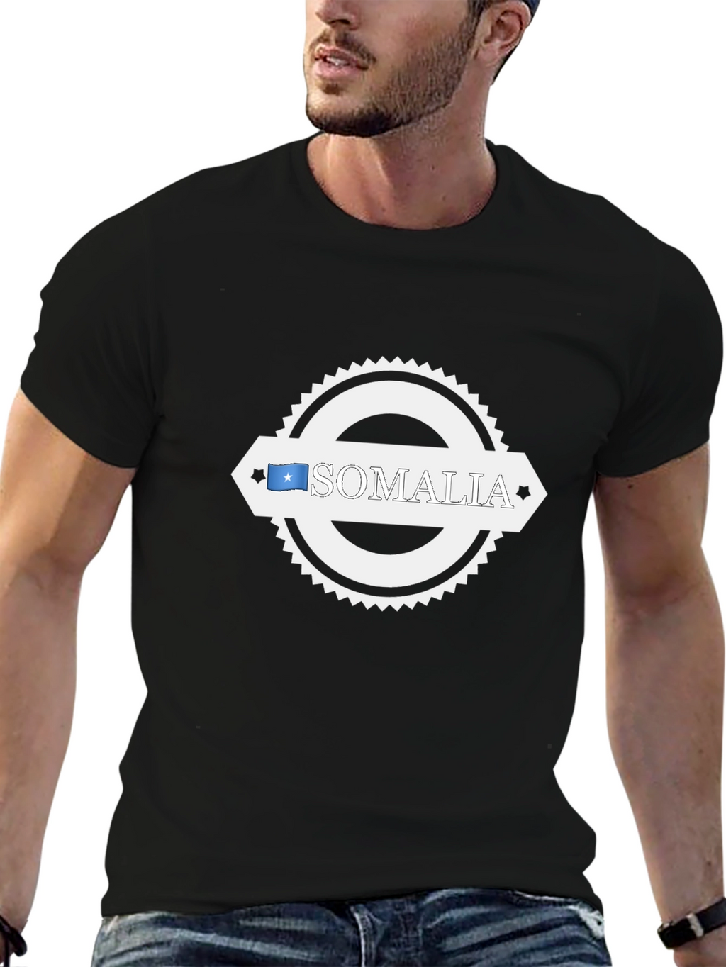 Somalia Flag Graphic T-Shirt - Black