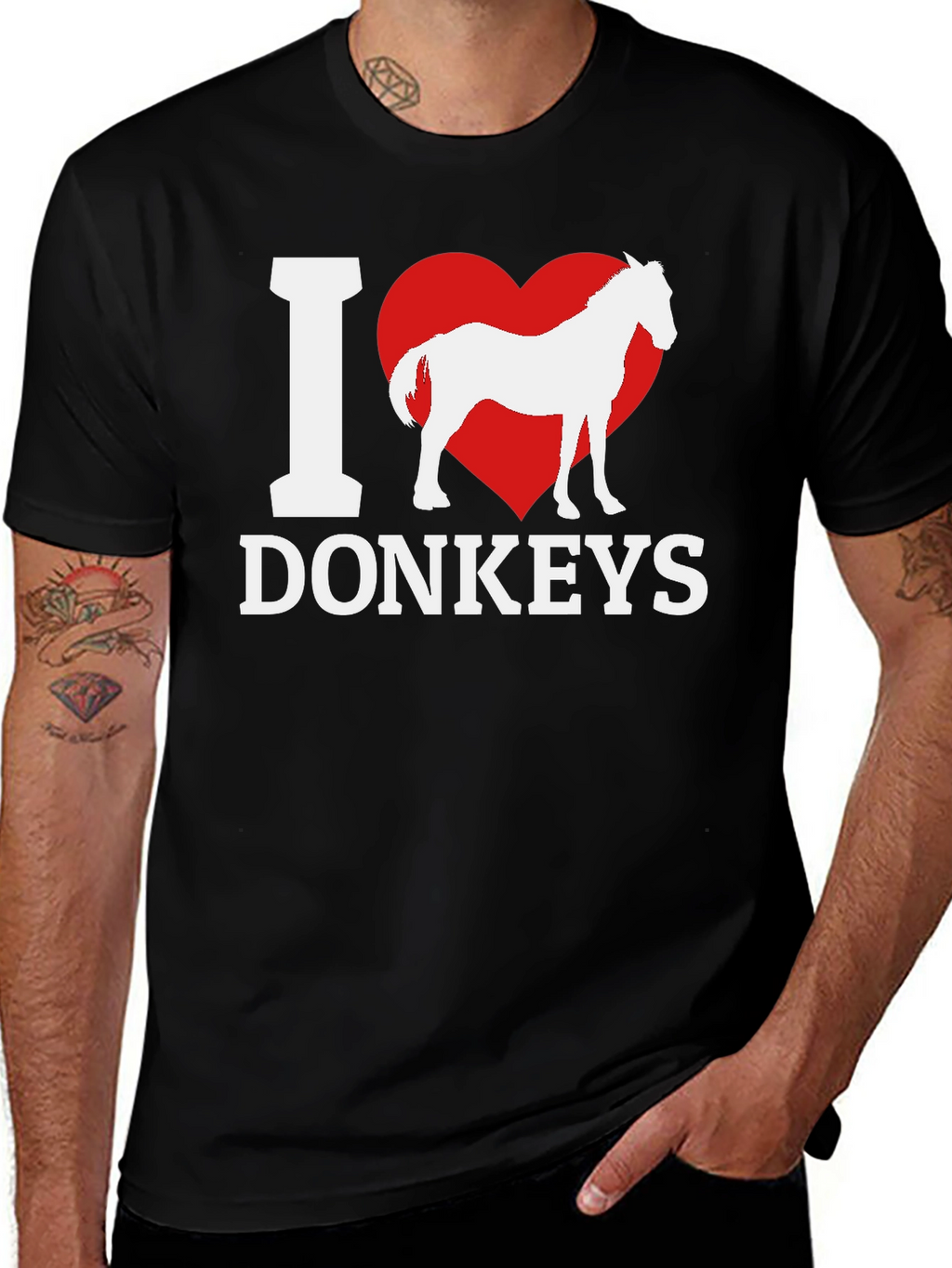 I Heart Donkeys Graphic Tee - Black Unisex Shirt