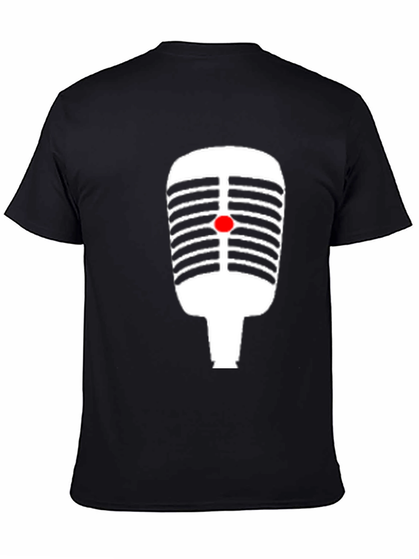 Retro Microphone Graphic Tee - Black