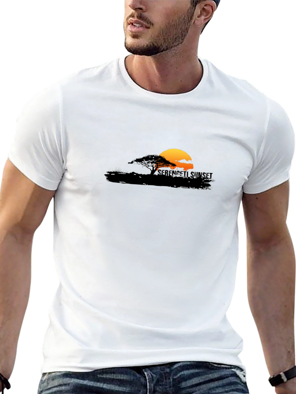 Serengeti Sunset Graphic Tee - Stylish Black T-Shirt