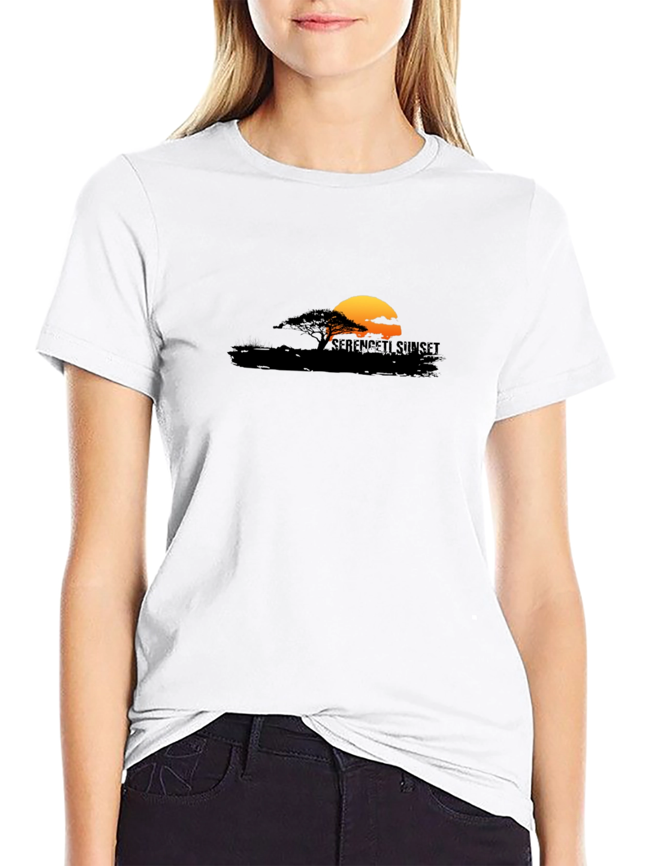 Serengeti Sunset Graphic Tee - Stylish Black T-Shirt