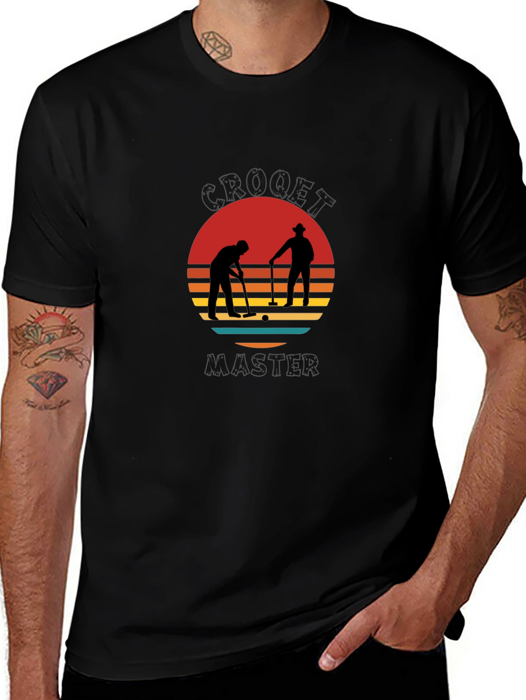 Croquet Master T-Shirt - Retro Sunset Design