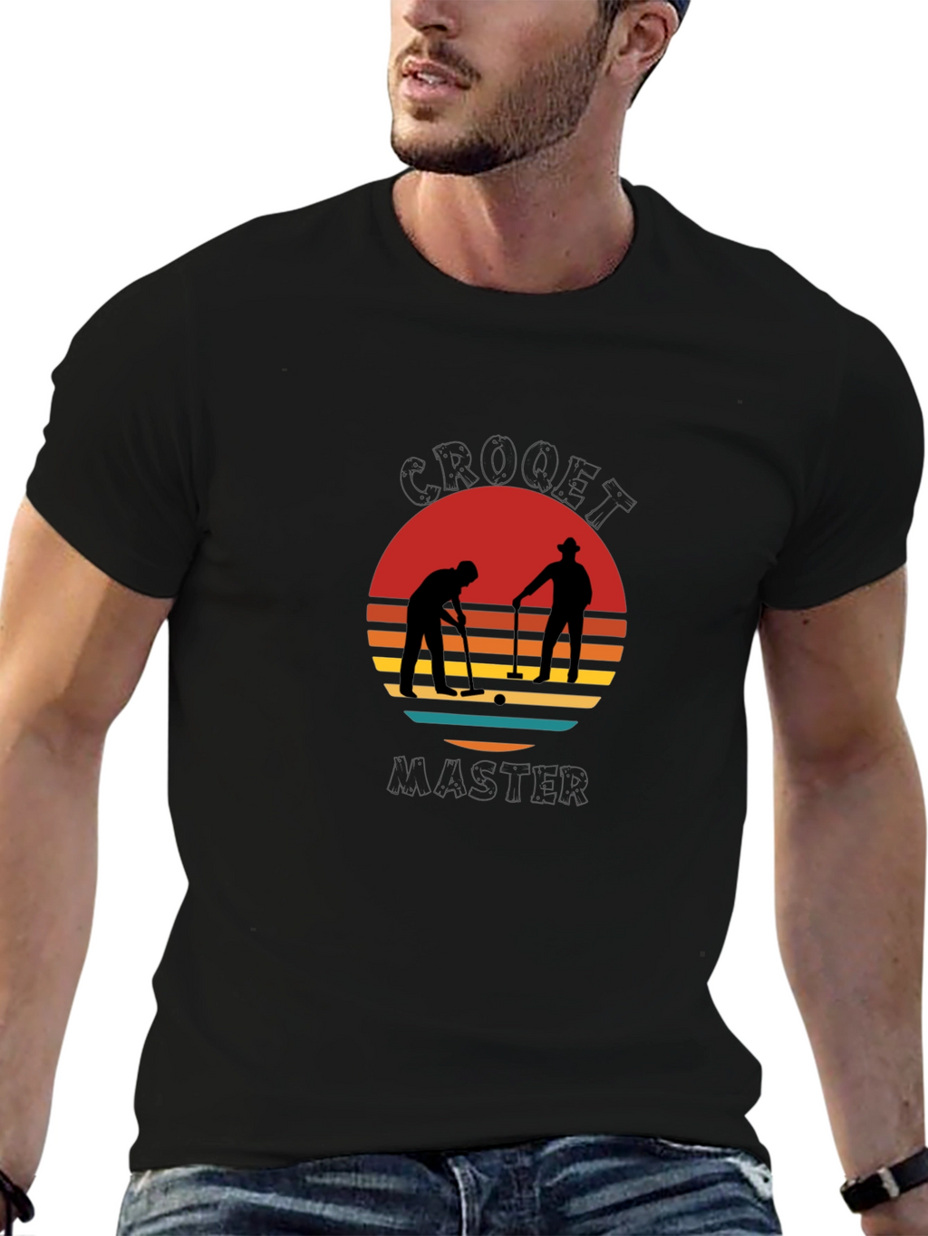 Croquet Master T-Shirt - Retro Sunset Design