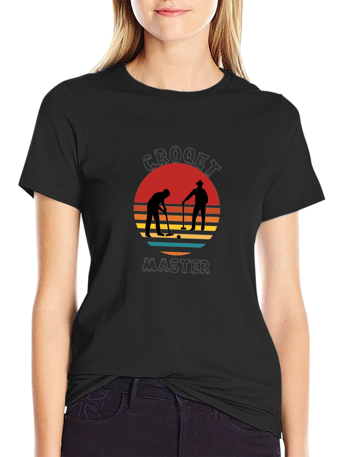 Croquet Master T-Shirt - Retro Sunset Design