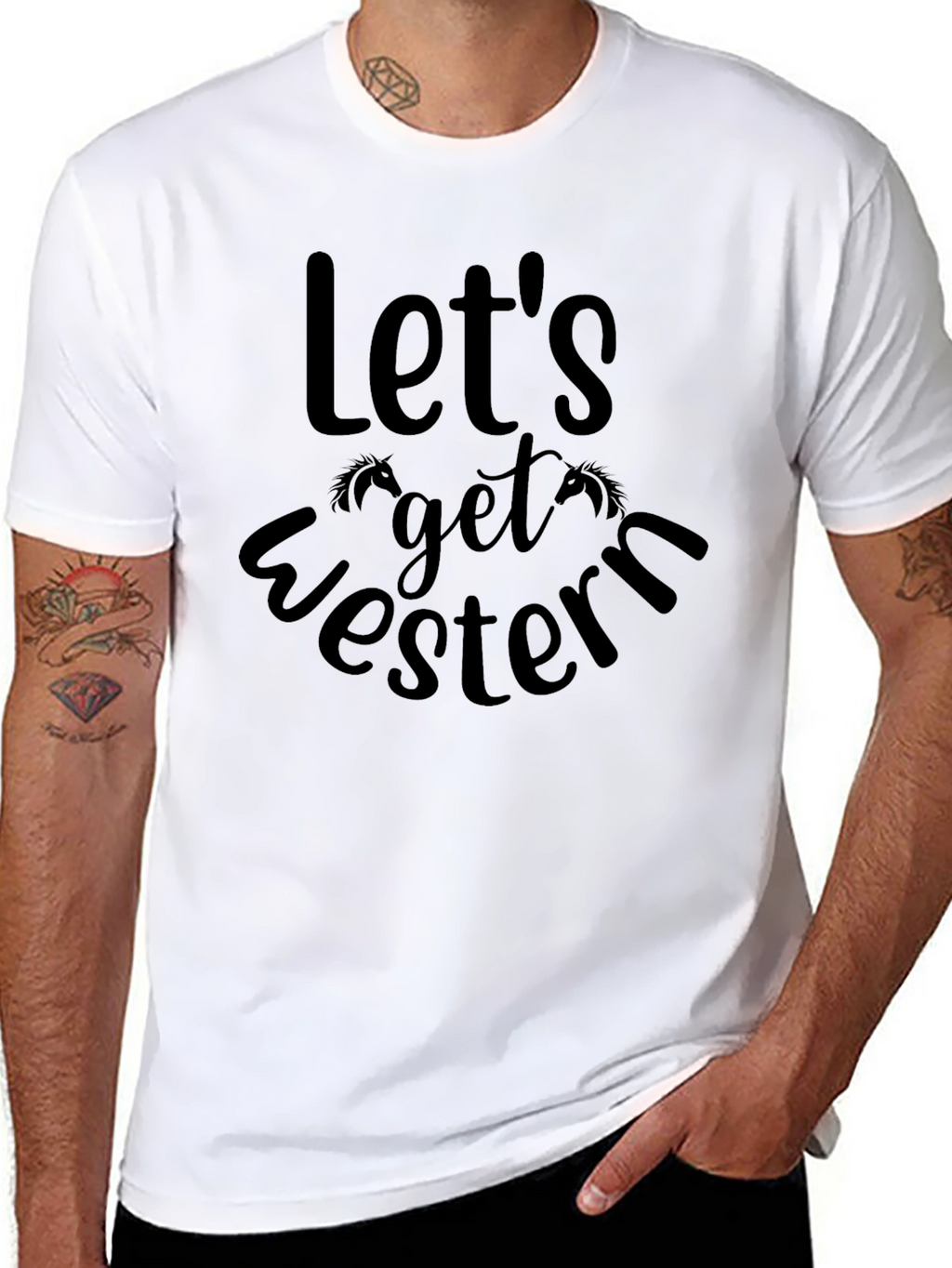 Lets Get Western Graphic Tee - Black Cotton Blend