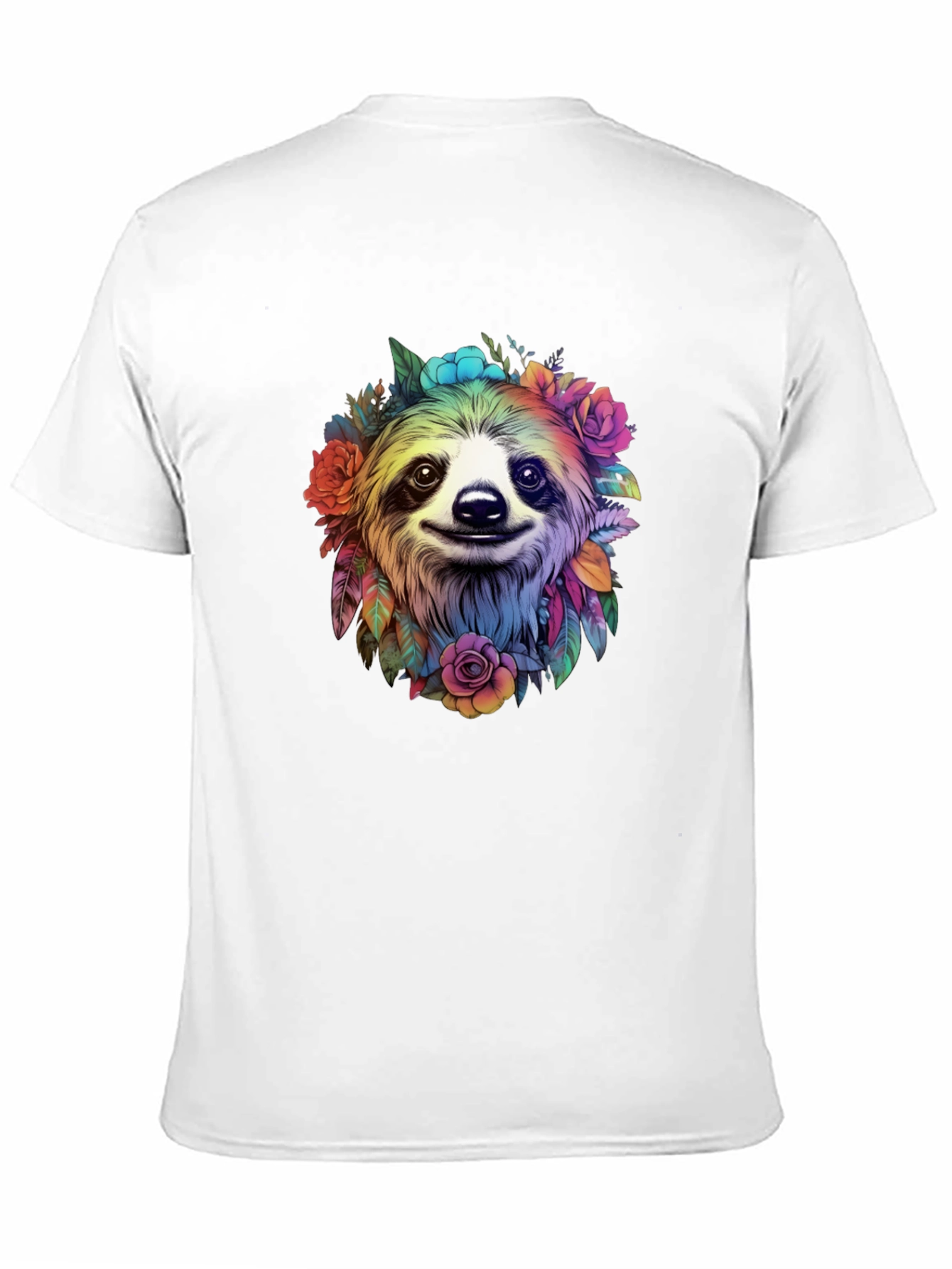 Sloth Floral Graphic Tee - Mens Black T-Shirt