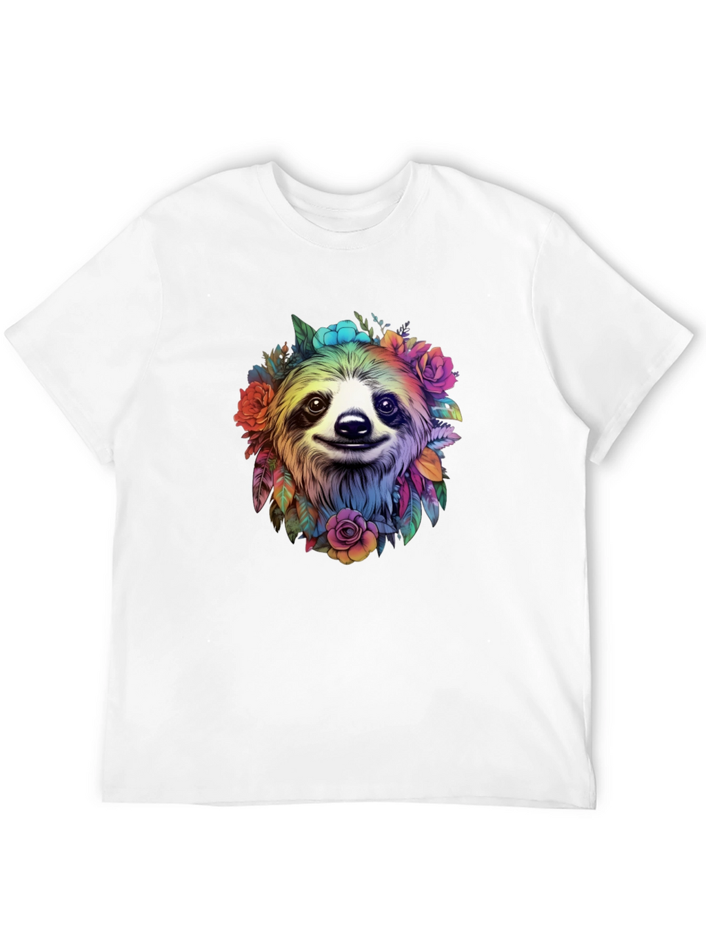 Sloth Floral Graphic Tee - Mens Black T-Shirt