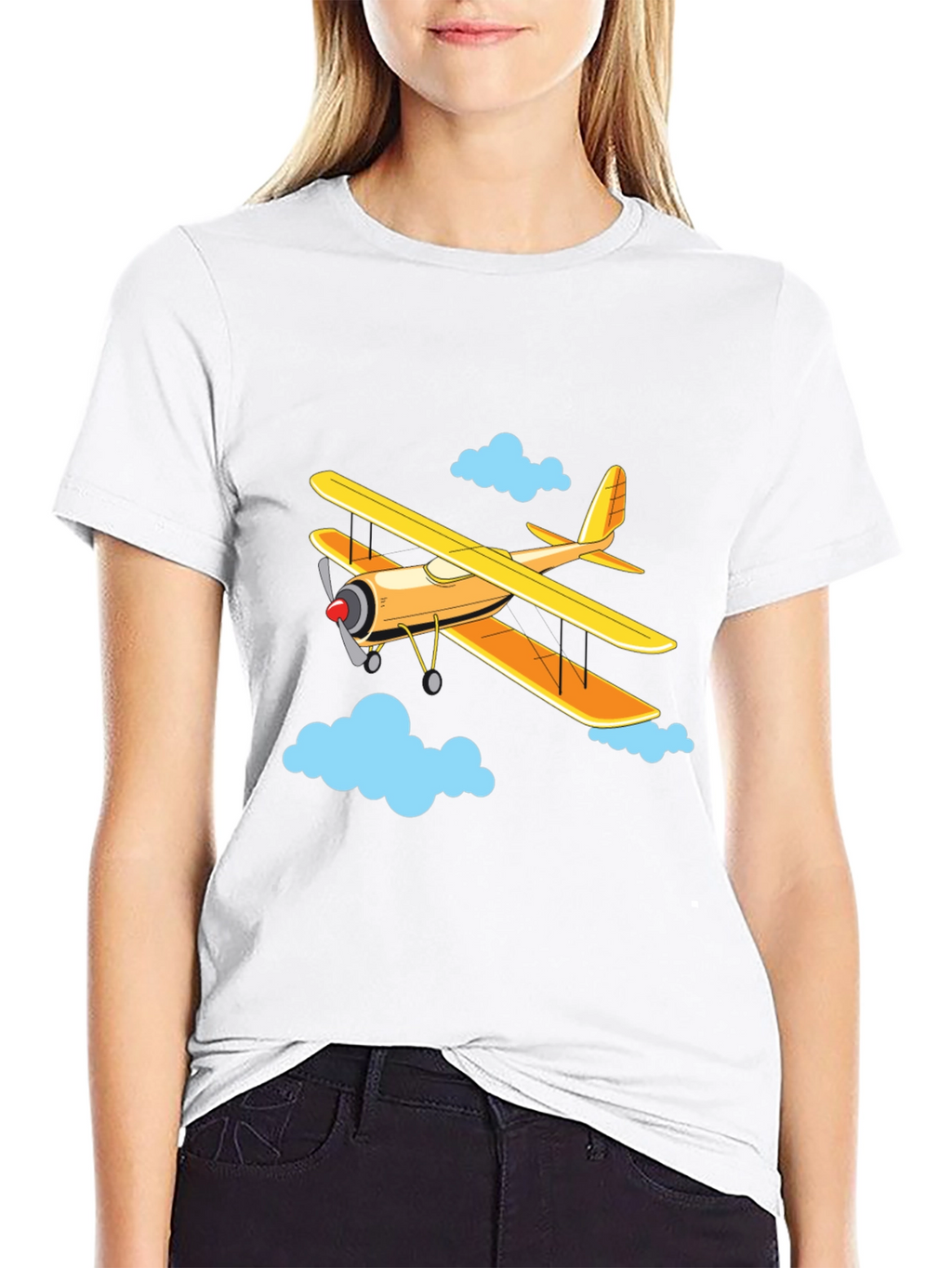 Airplane Graphic Tee - Biplane in the Clouds!