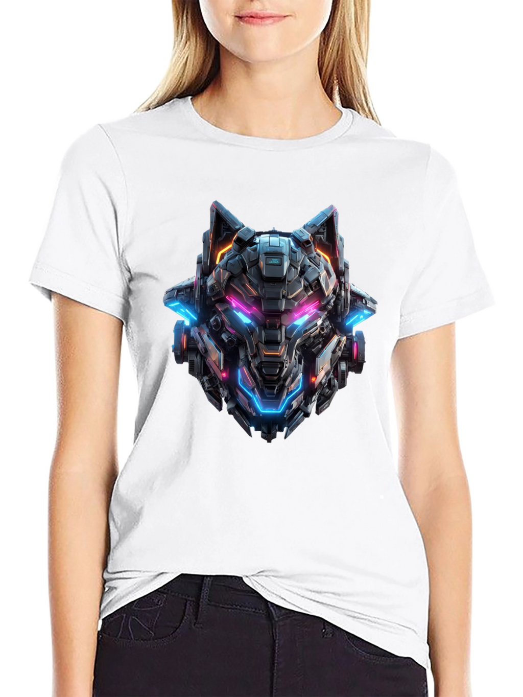 Cyberpunk Wolf T-Shirt - Futuristic Graphic Tee