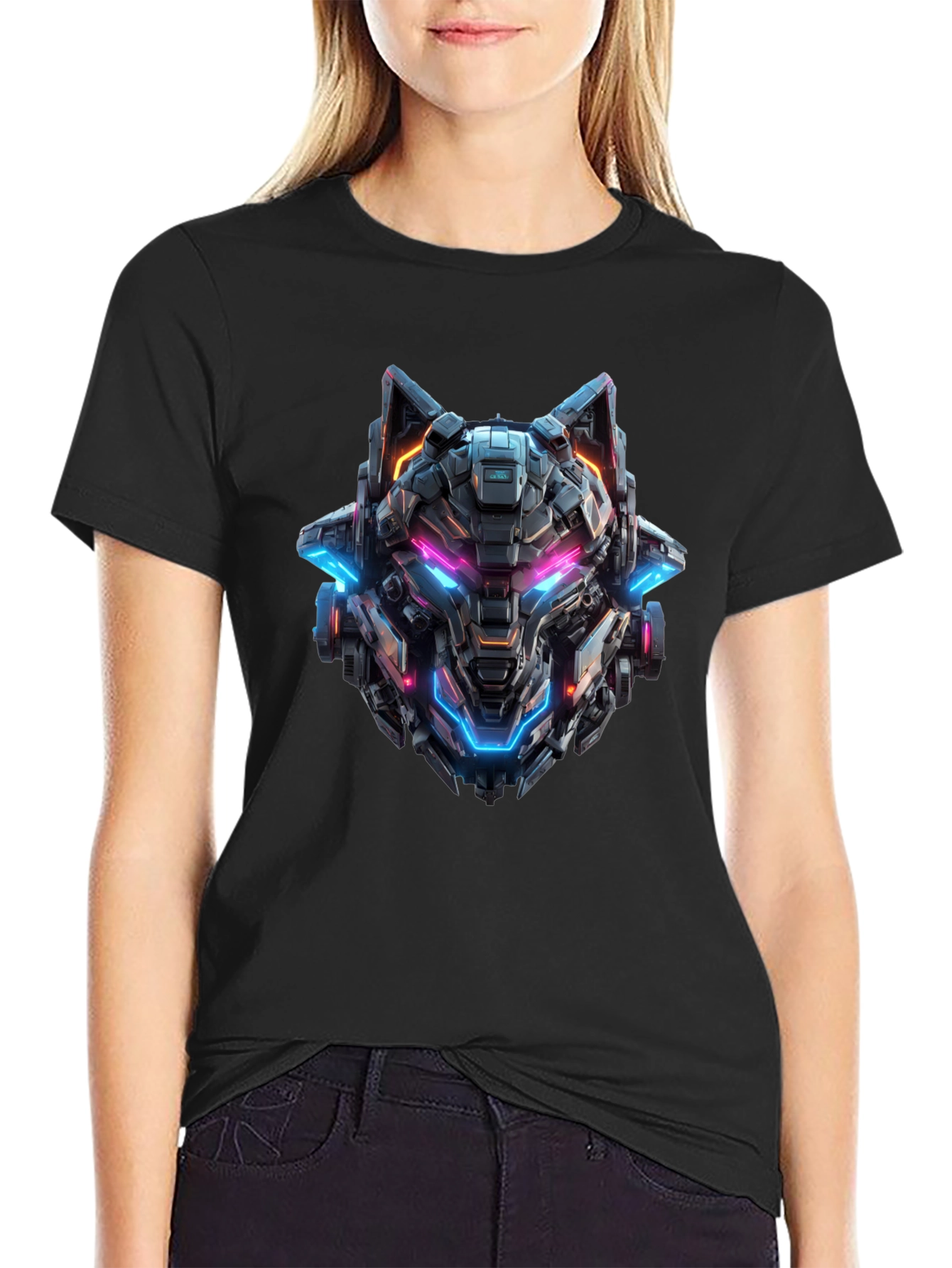 Cyberpunk Wolf T-Shirt - Futuristic Graphic Tee