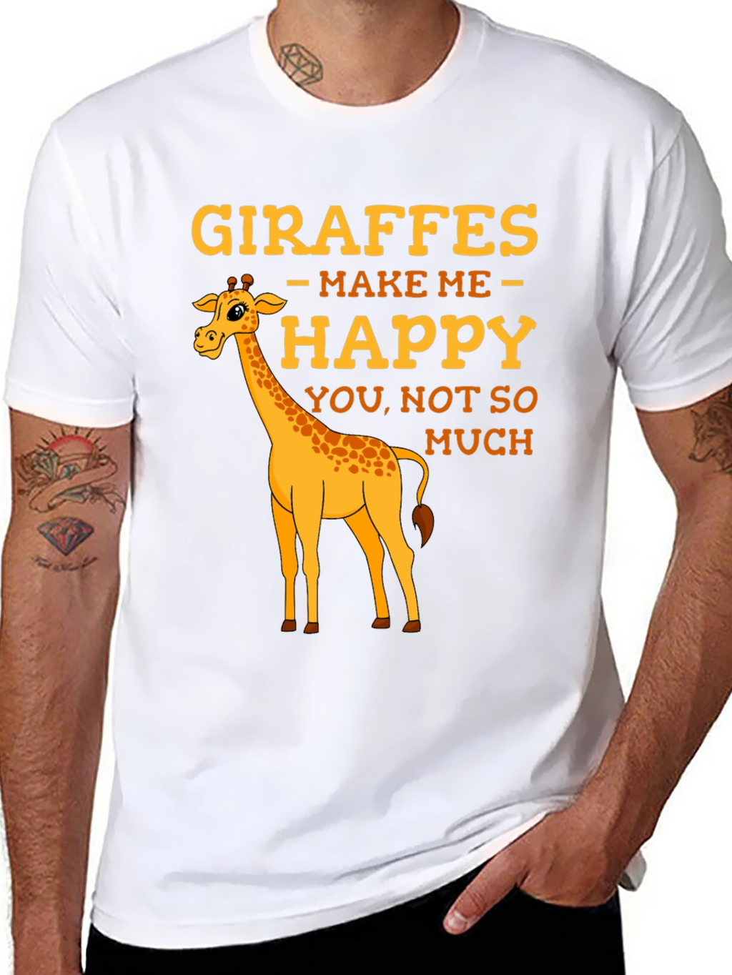 Giraffe T-Shirt: Makes Me Happy Graphic Tee