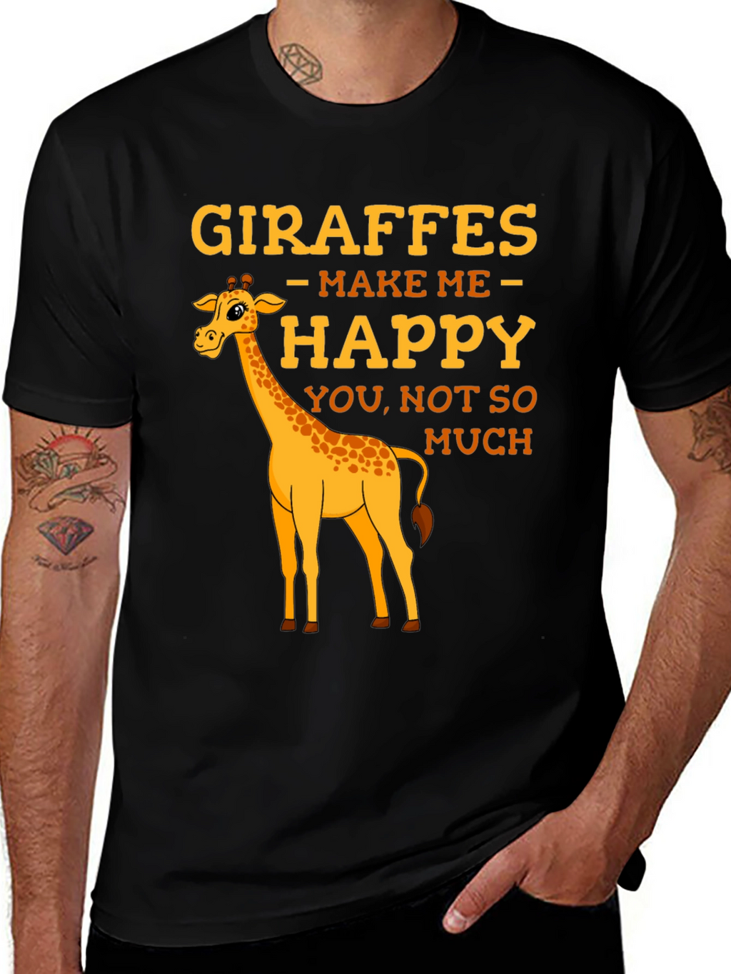 Giraffe T-Shirt: Makes Me Happy Graphic Tee