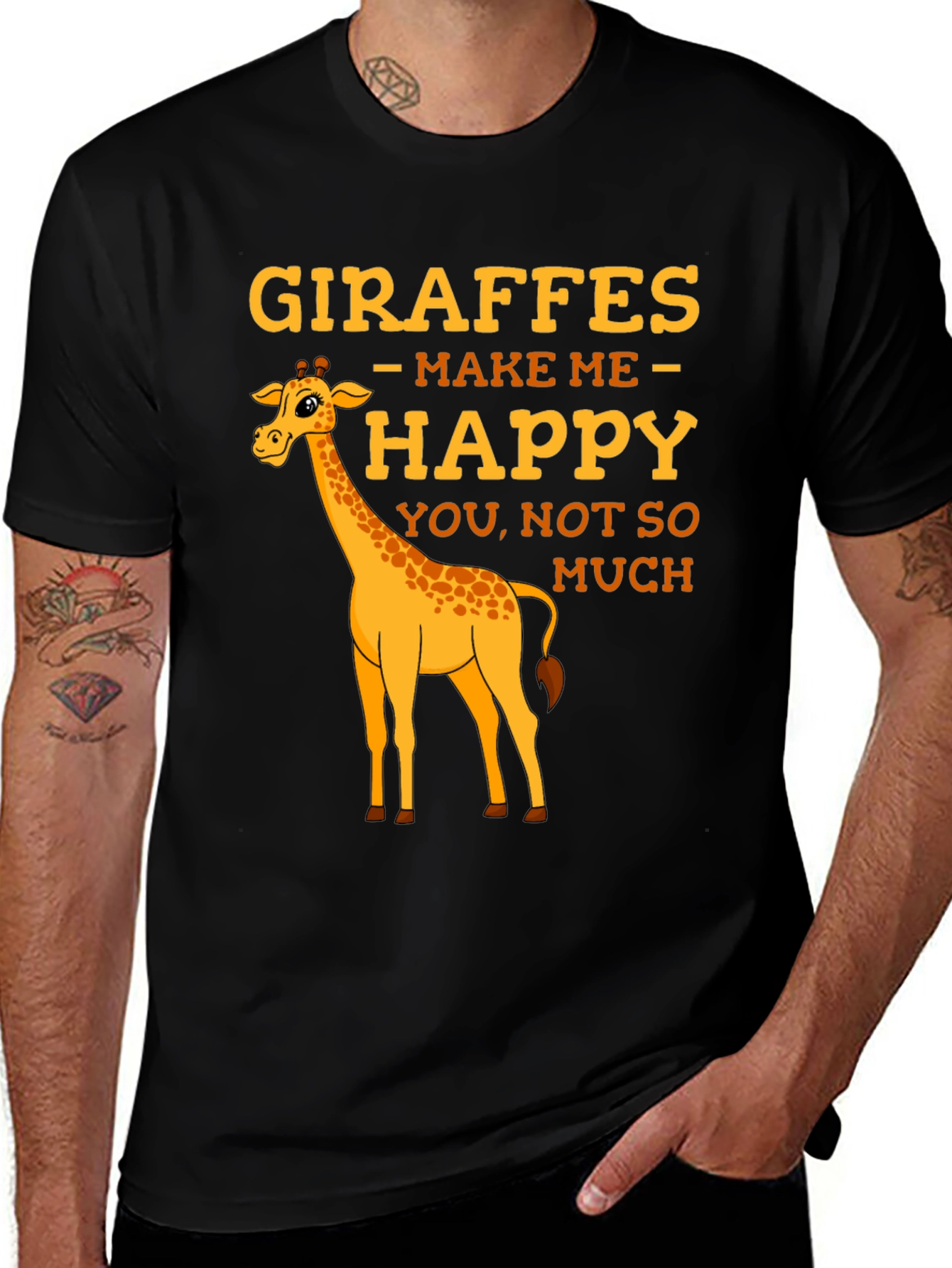 Giraffe T-Shirt: Makes Me Happy Graphic Tee