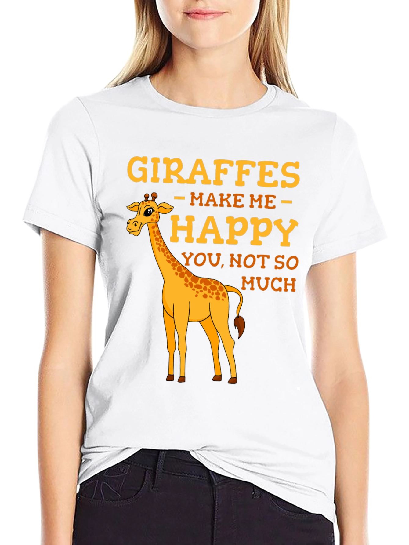 Giraffe T-Shirt: Makes Me Happy Graphic Tee