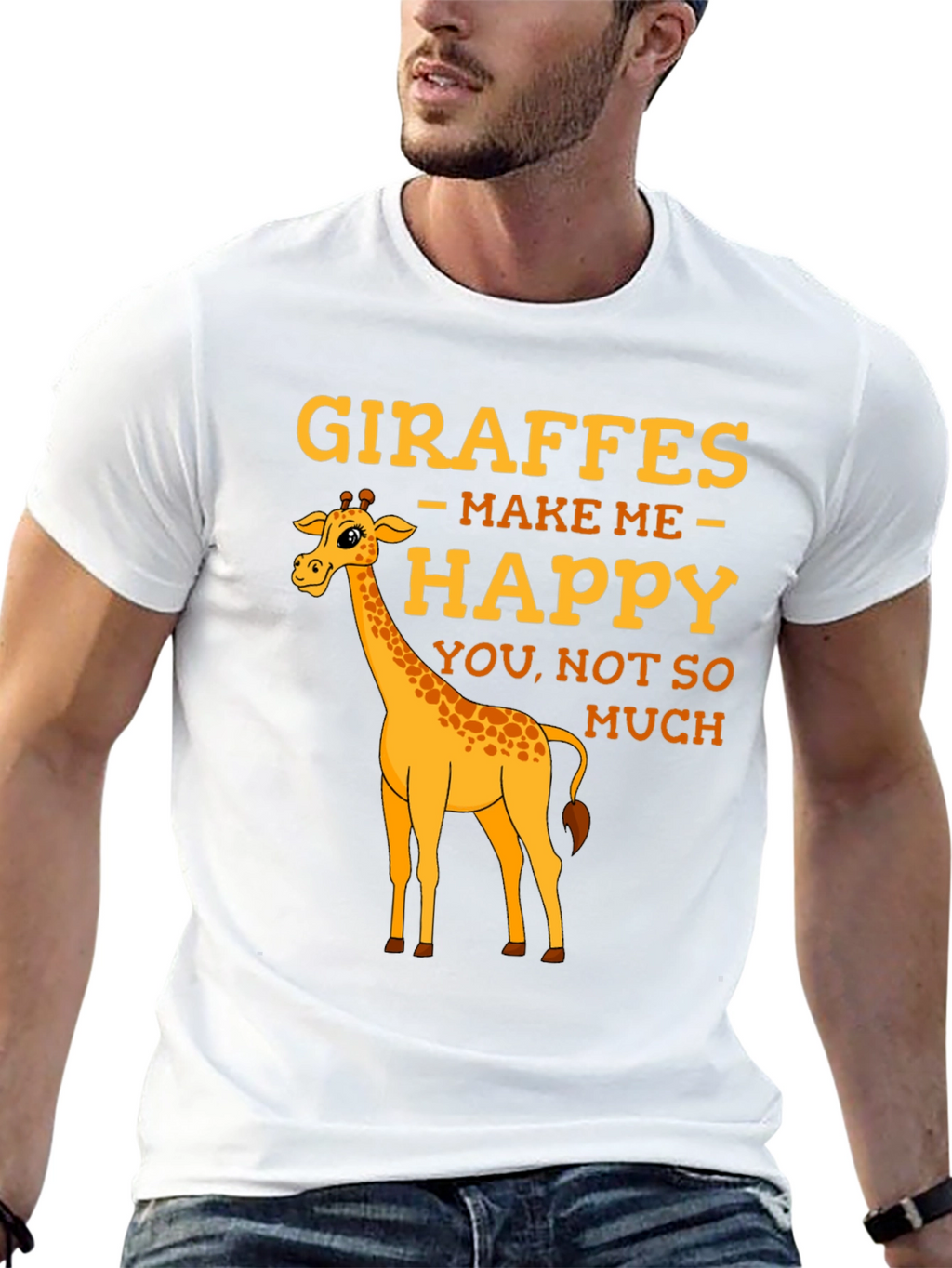 Giraffe T-Shirt: Makes Me Happy Graphic Tee