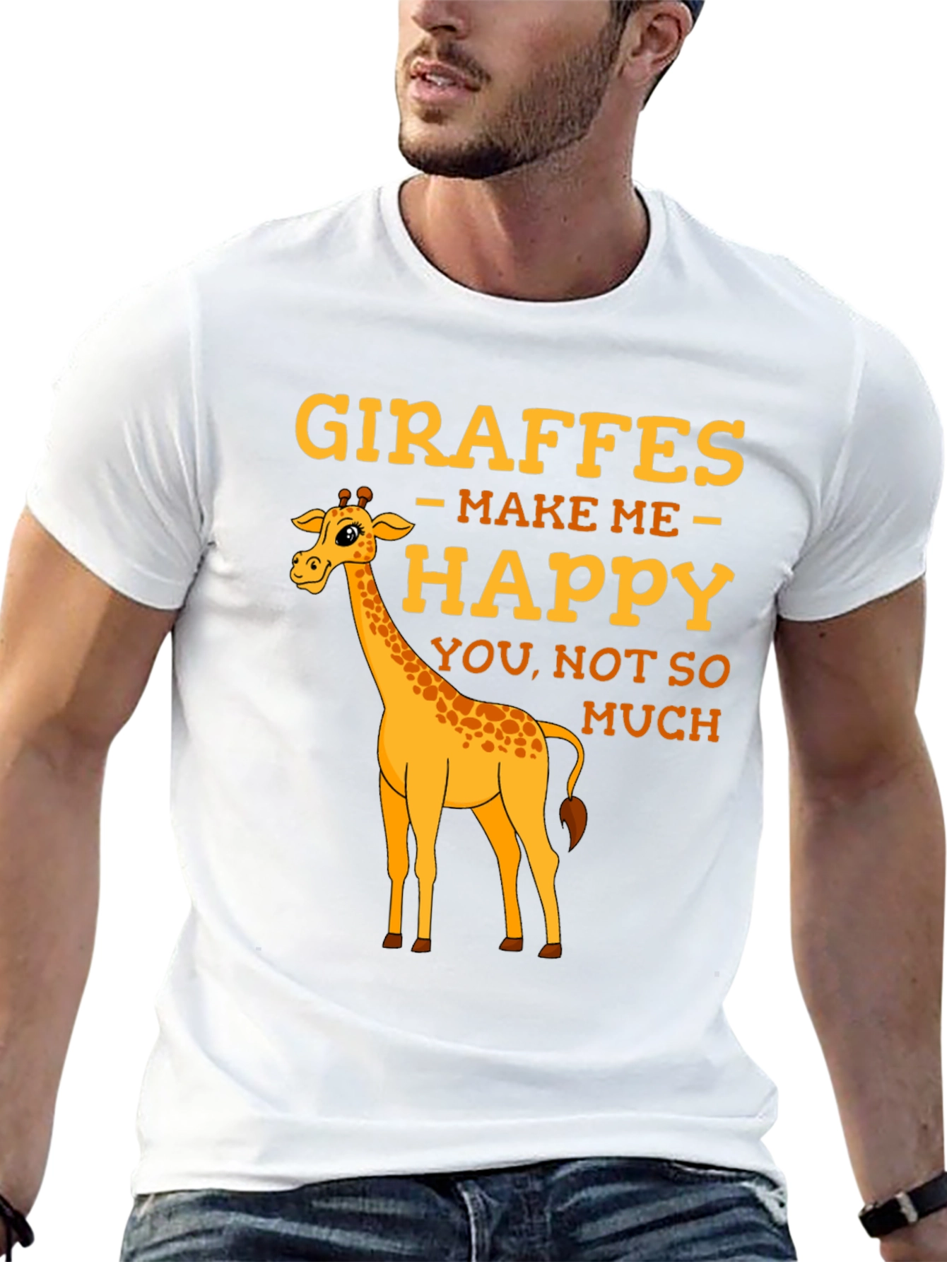 Giraffe T-Shirt: Makes Me Happy Graphic Tee