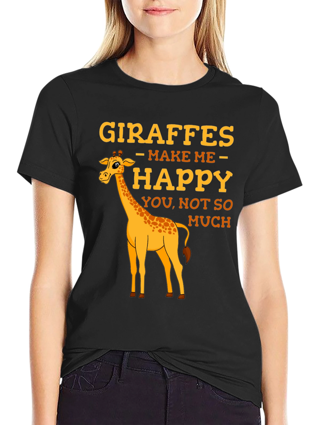 Giraffe T-Shirt: Makes Me Happy Graphic Tee