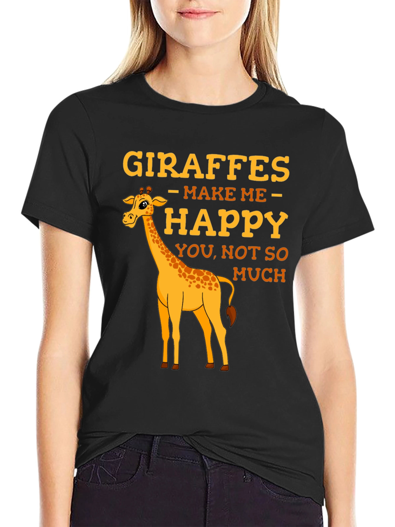 Giraffe T-Shirt: Makes Me Happy Graphic Tee