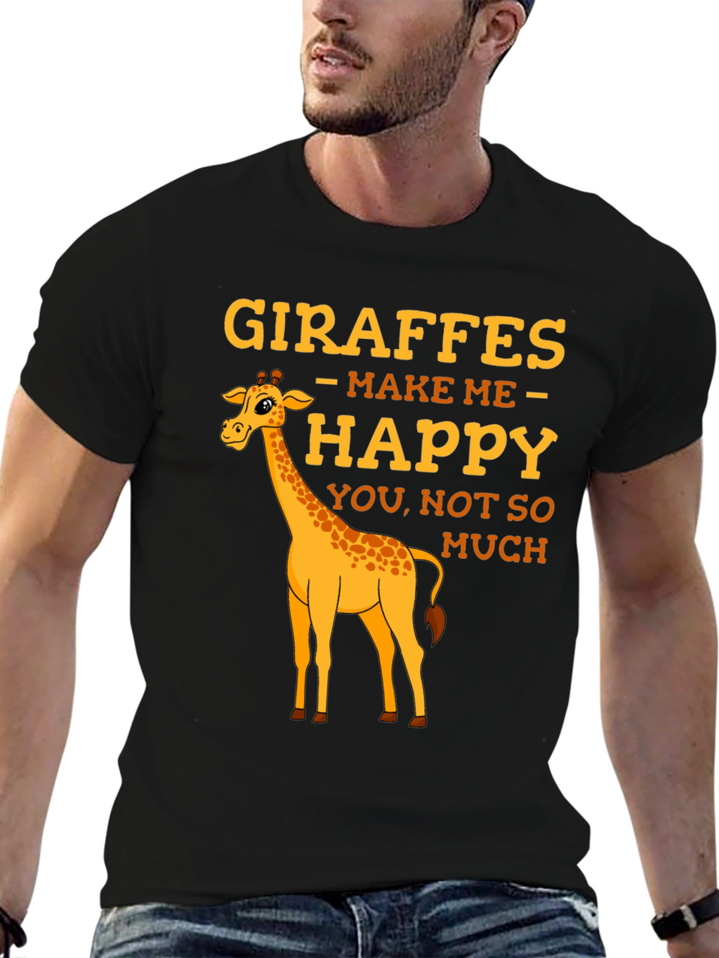 Giraffe T-Shirt: Makes Me Happy Graphic Tee