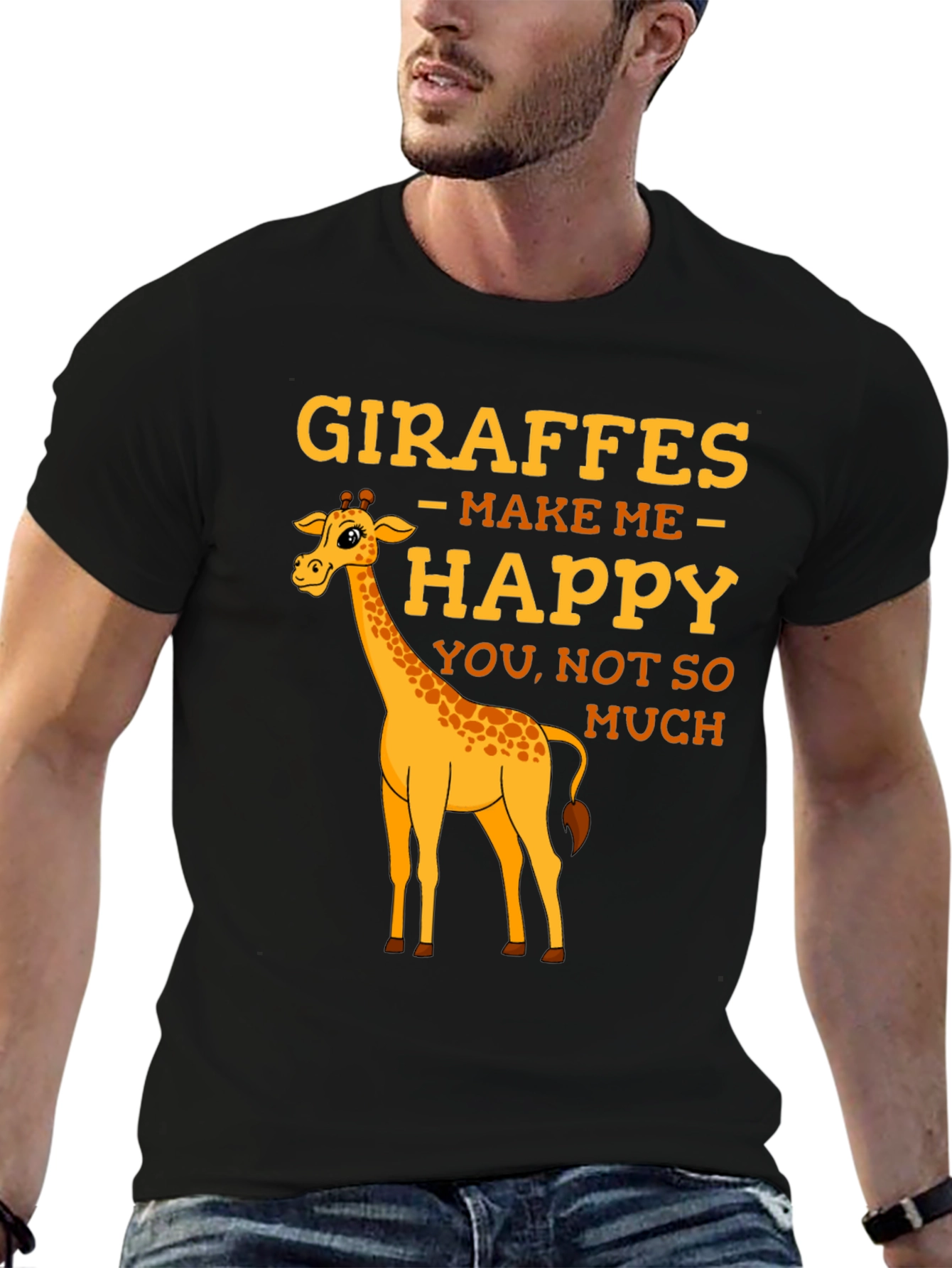 Giraffe T-Shirt: Makes Me Happy Graphic Tee