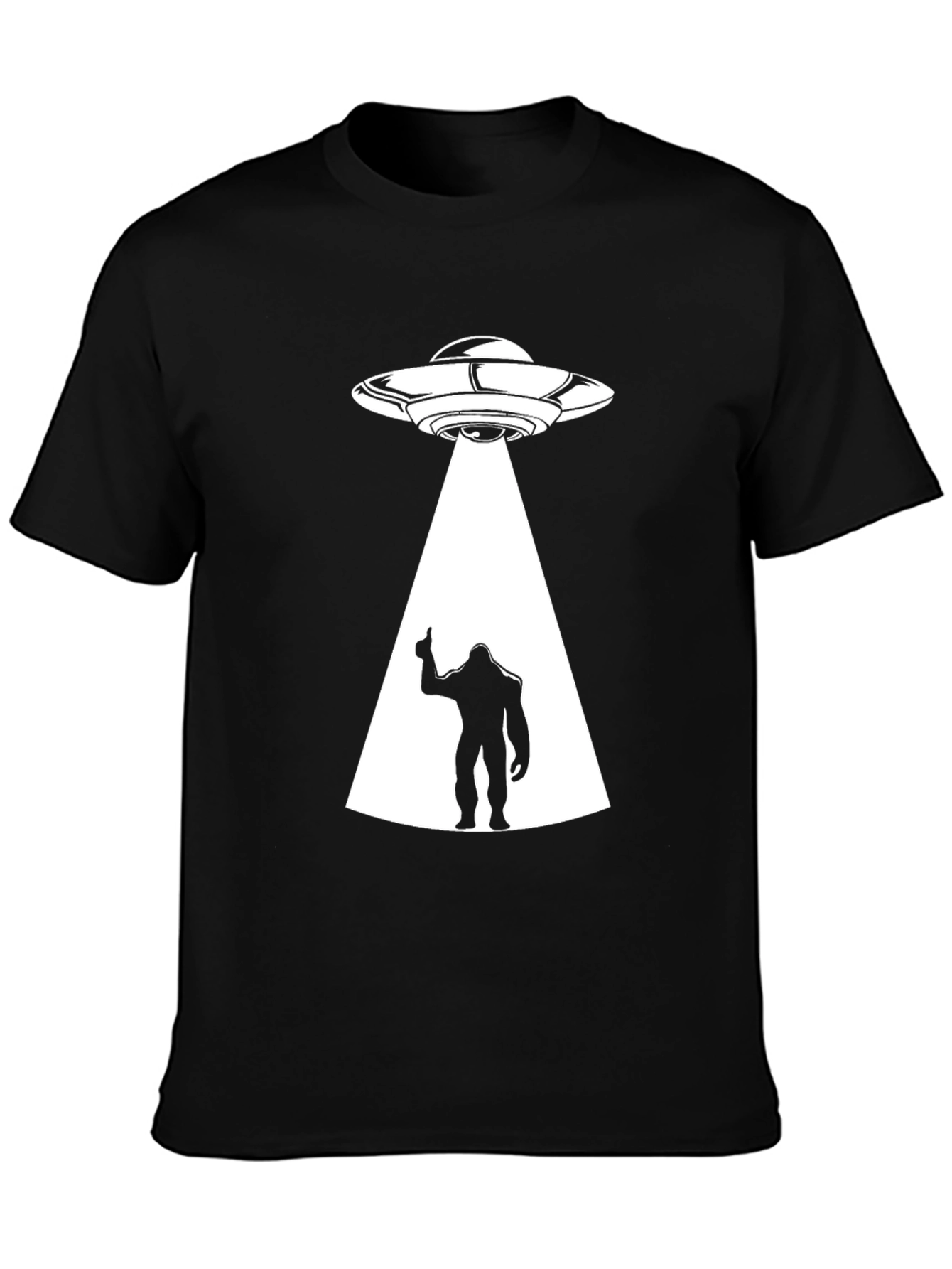 UFO Abduction Bigfoot Mens Black T-Shirt