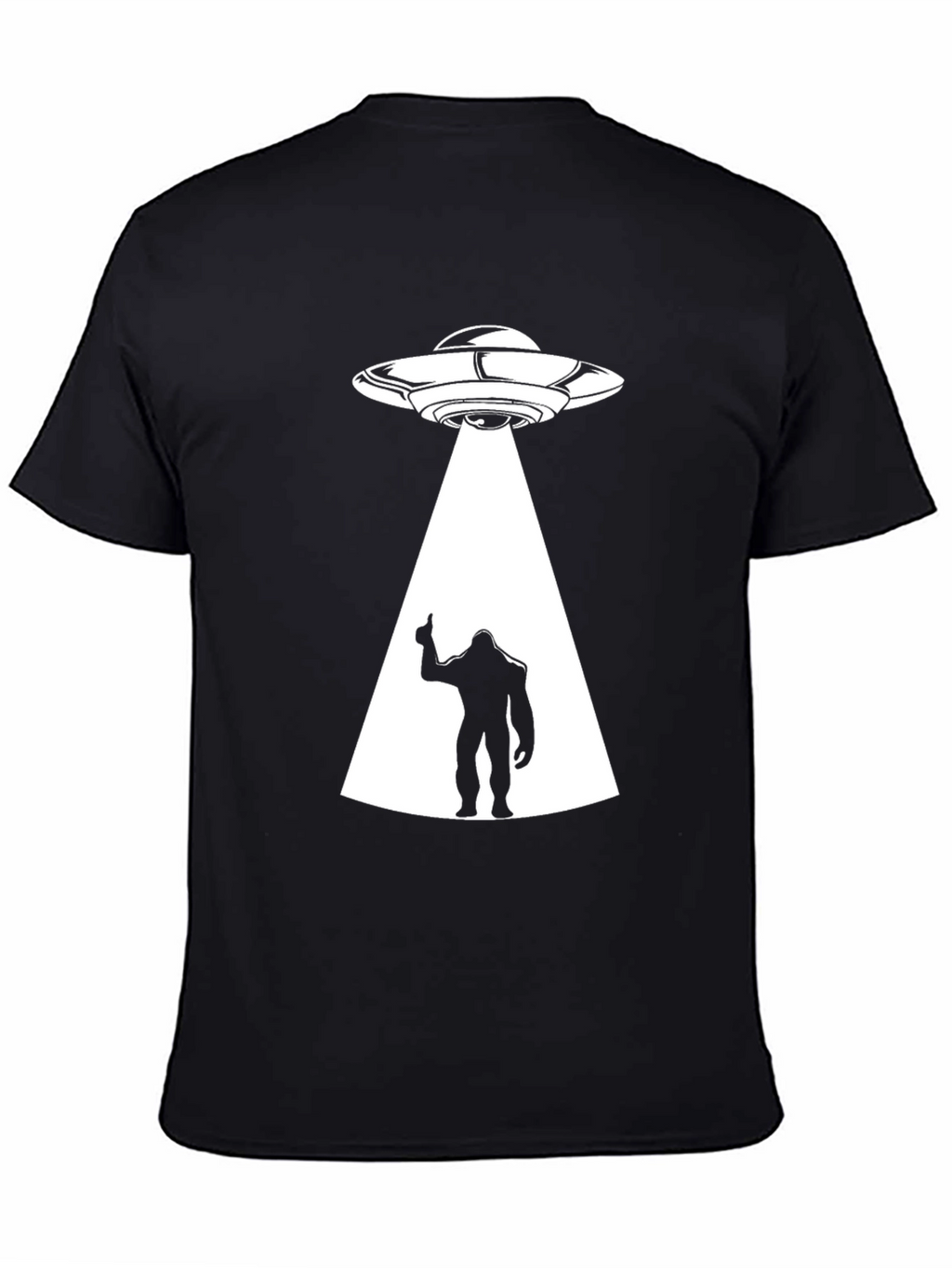UFO Abduction Bigfoot Mens Black T-Shirt