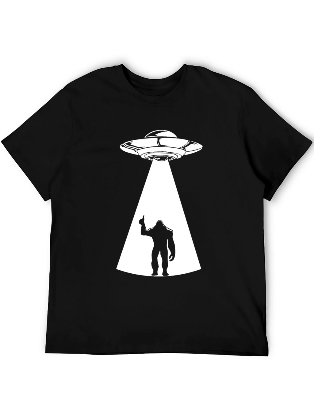 UFO Abduction Bigfoot Mens Black T-Shirt