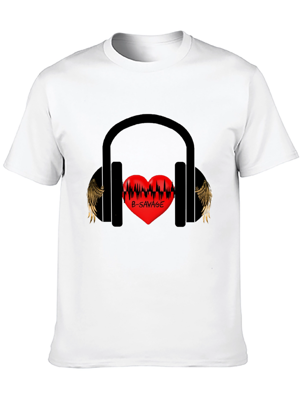B-SAVAGE Heart Headphones Graphic Tee