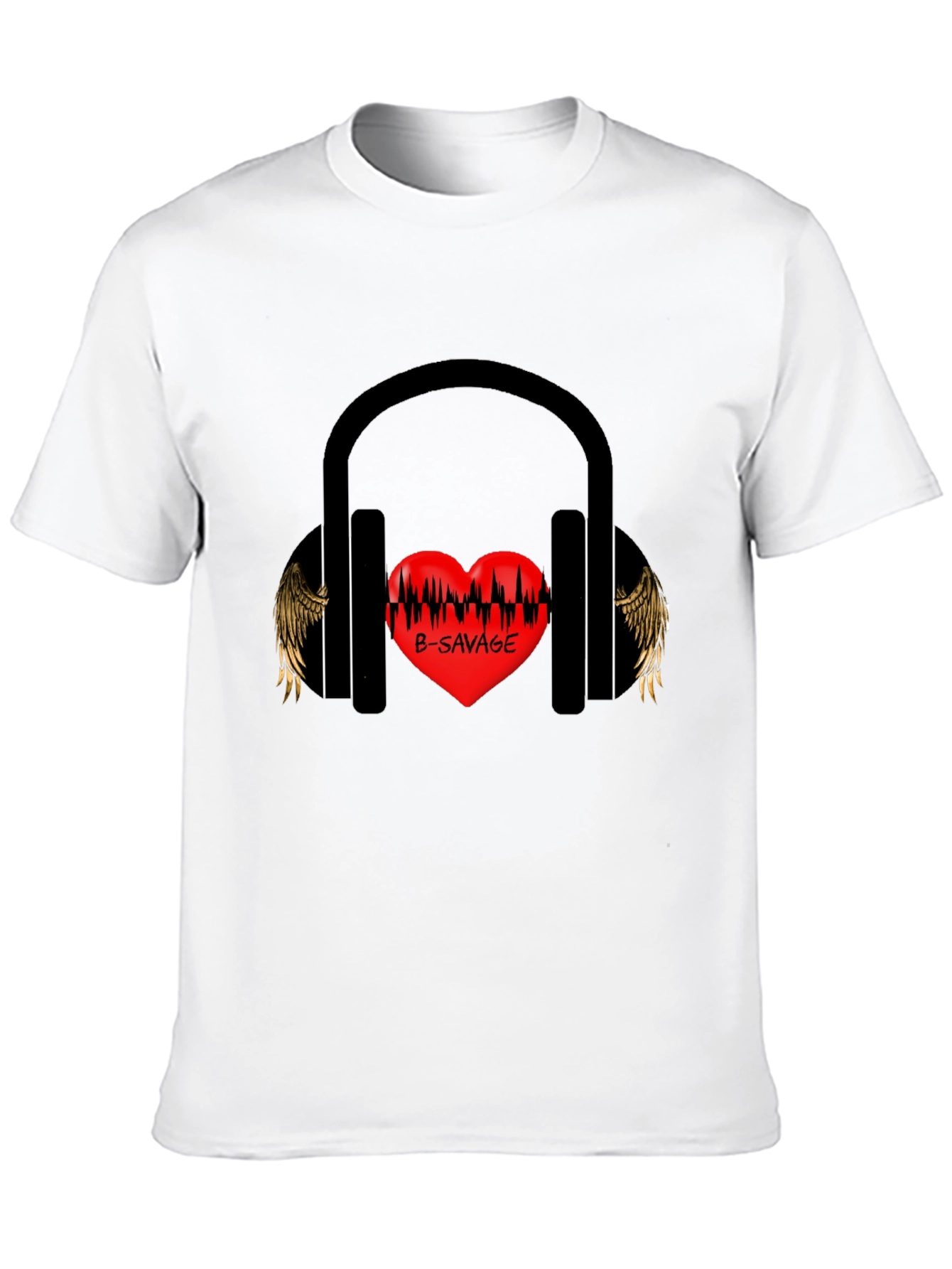 B-SAVAGE Heart Headphones Graphic Tee
