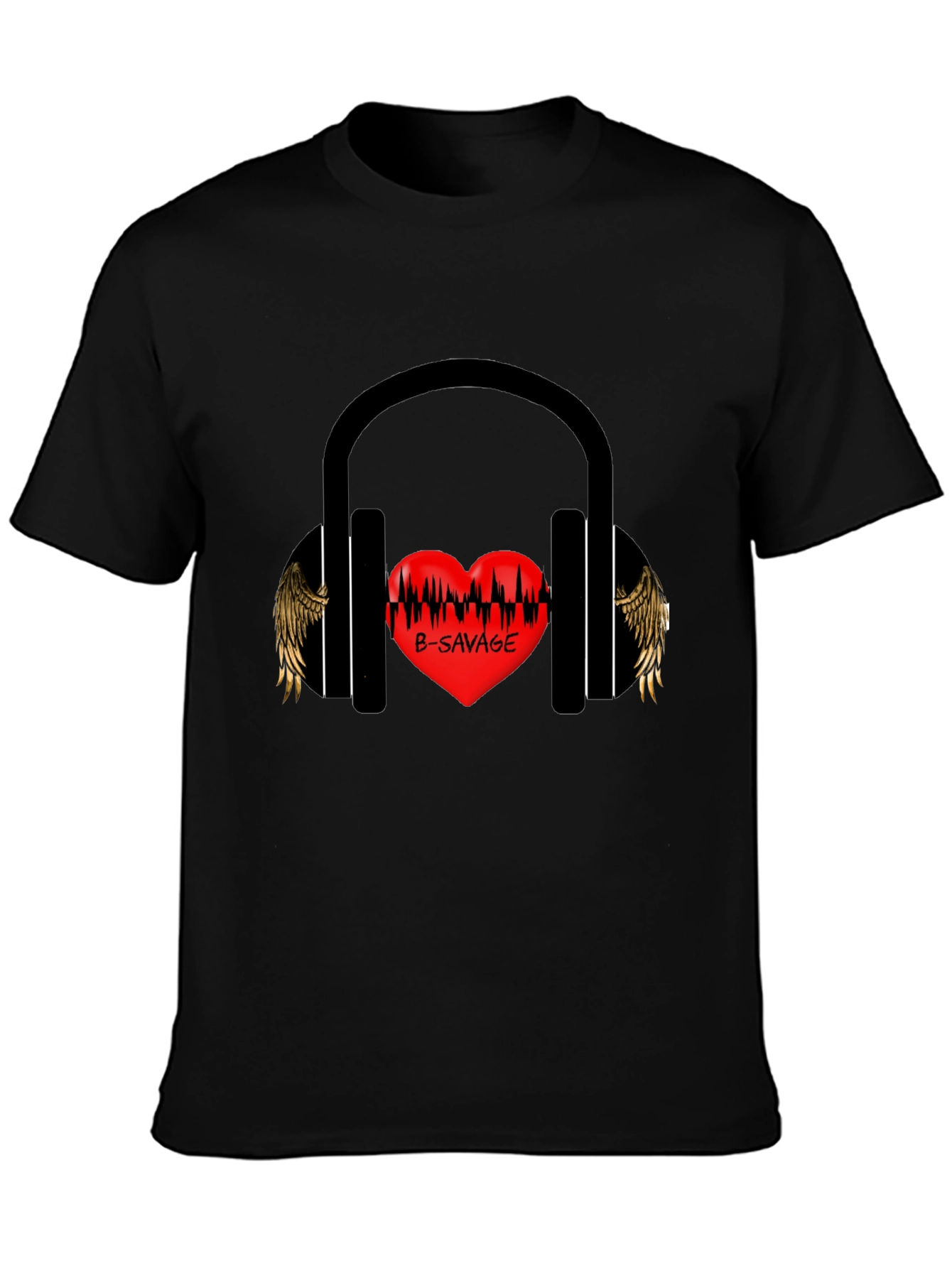 B-SAVAGE Heart Headphones Graphic Tee