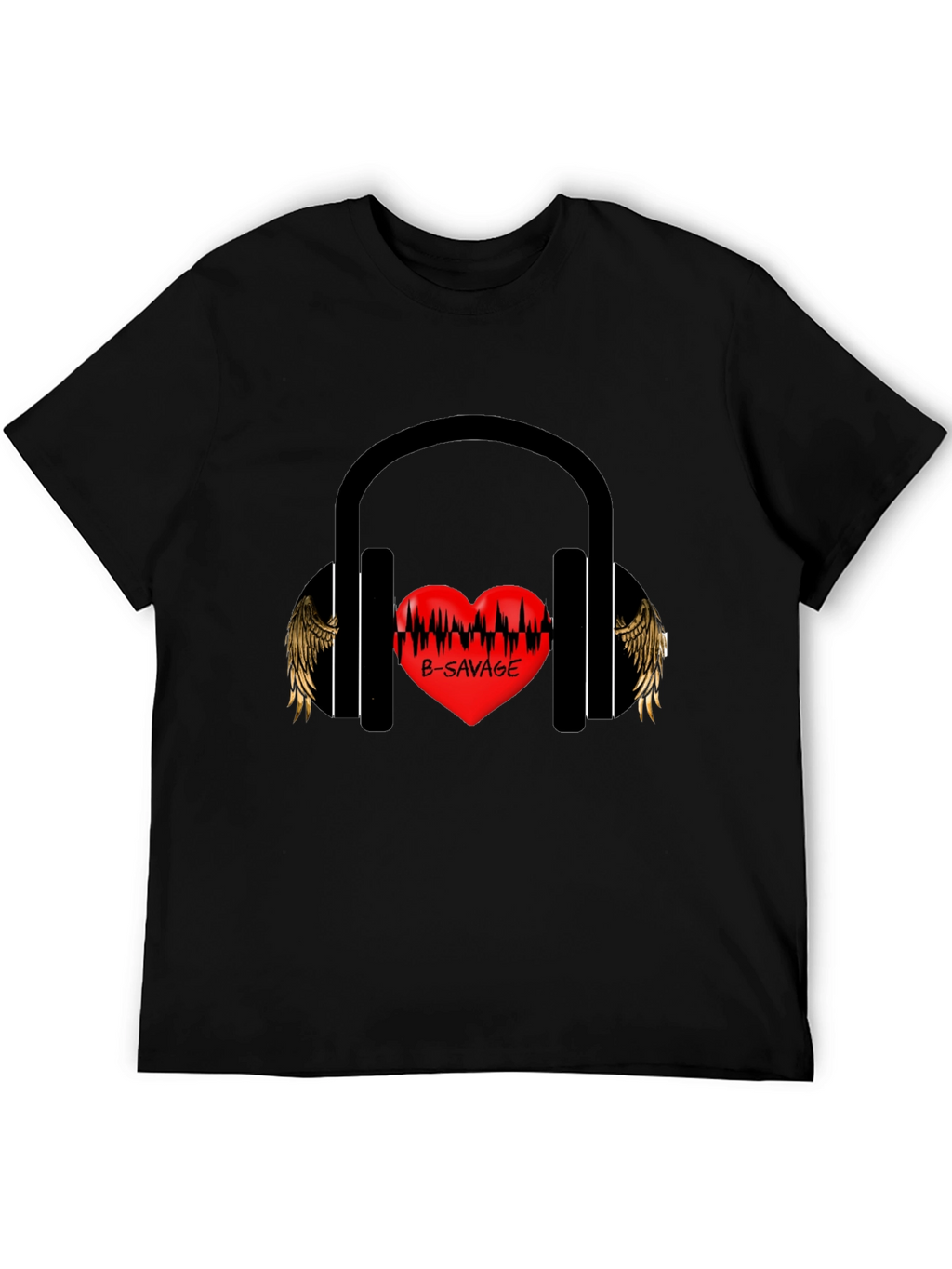 B-SAVAGE Heart Headphones Graphic Tee