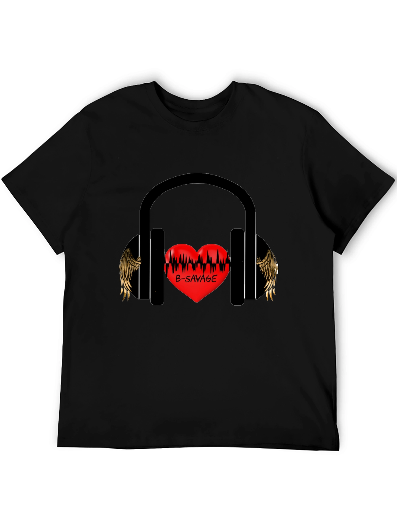 B-SAVAGE Heart Headphones Graphic Tee