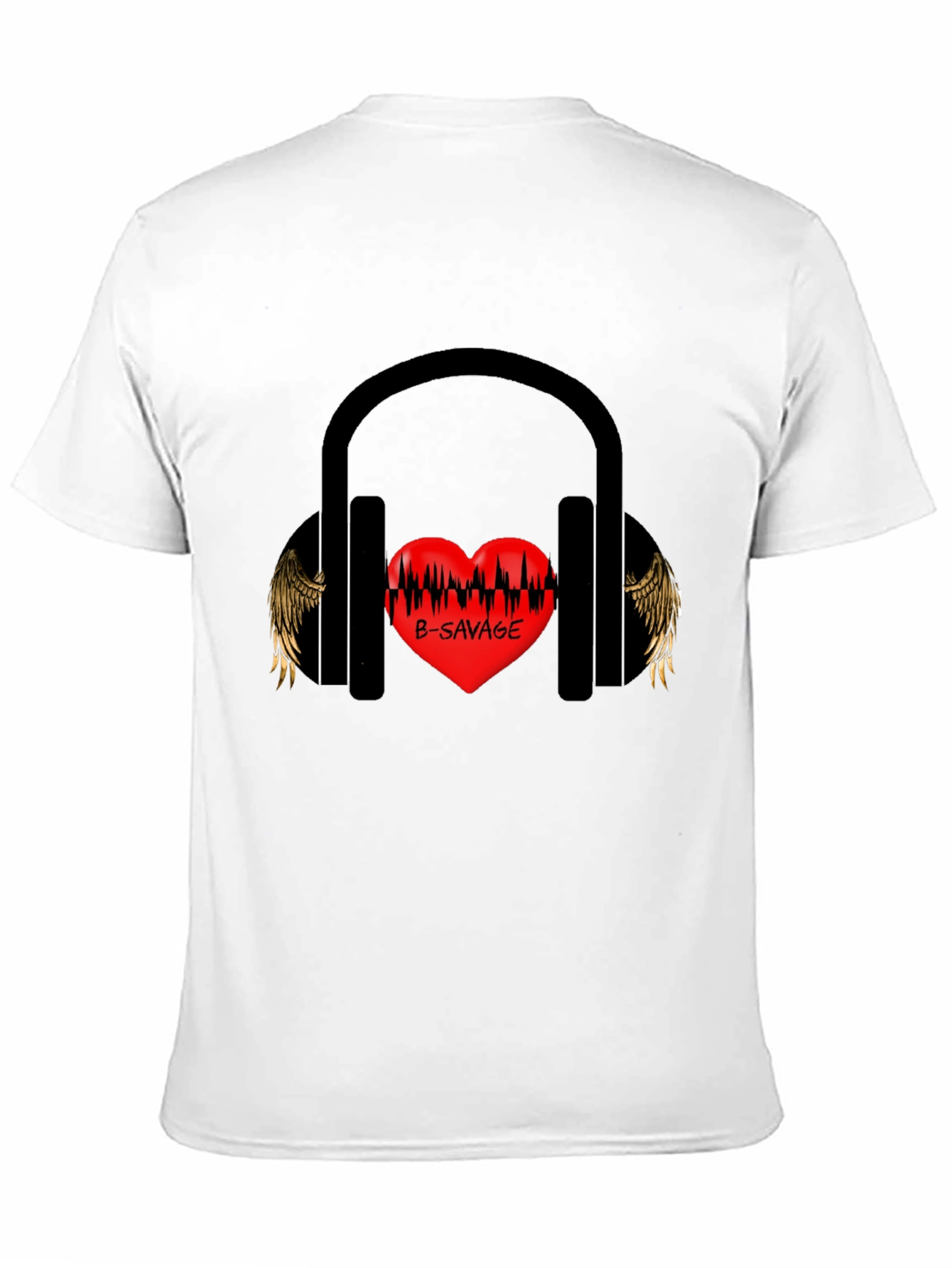 B-SAVAGE Heart Headphones Graphic Tee