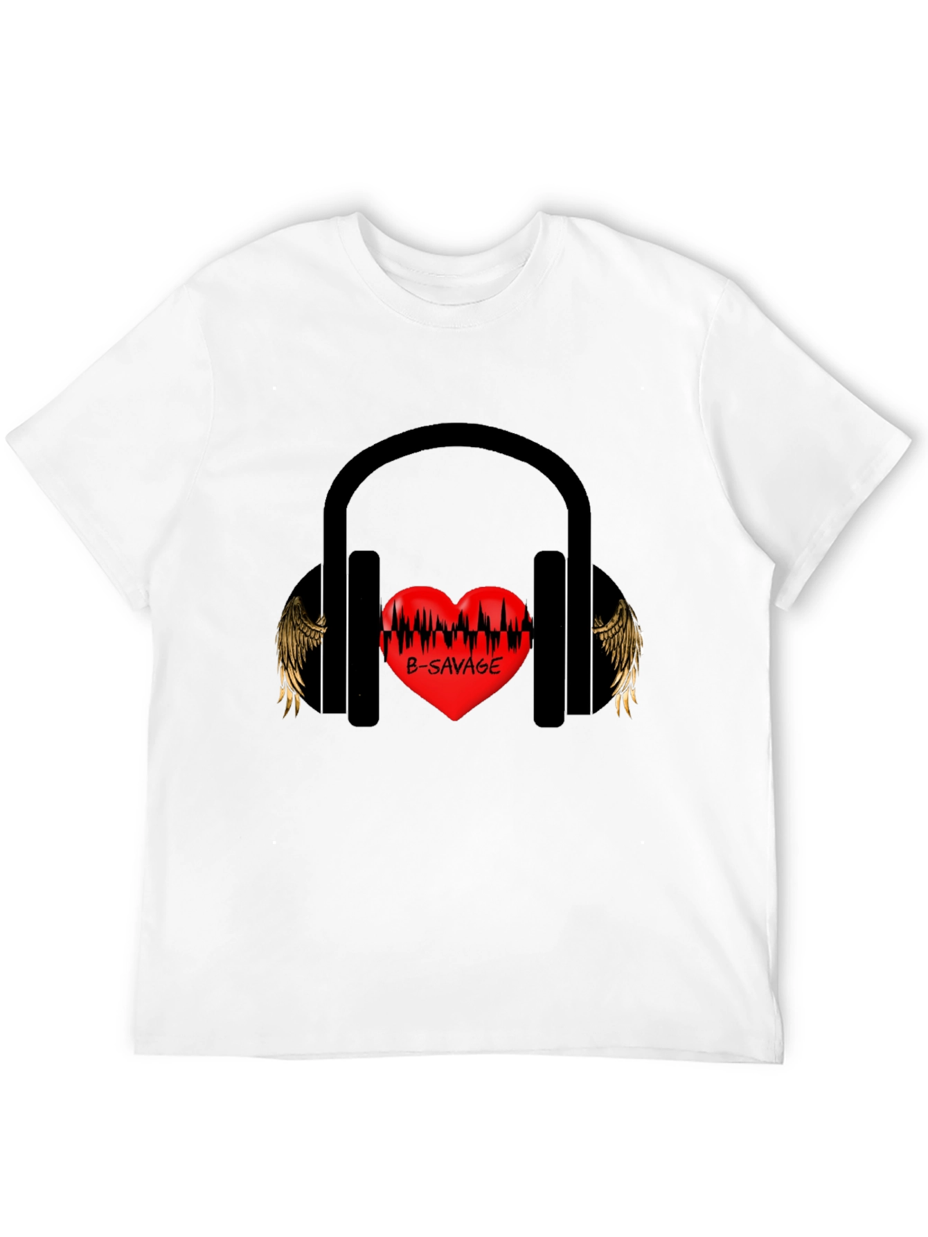 B-SAVAGE Heart Headphones Graphic Tee