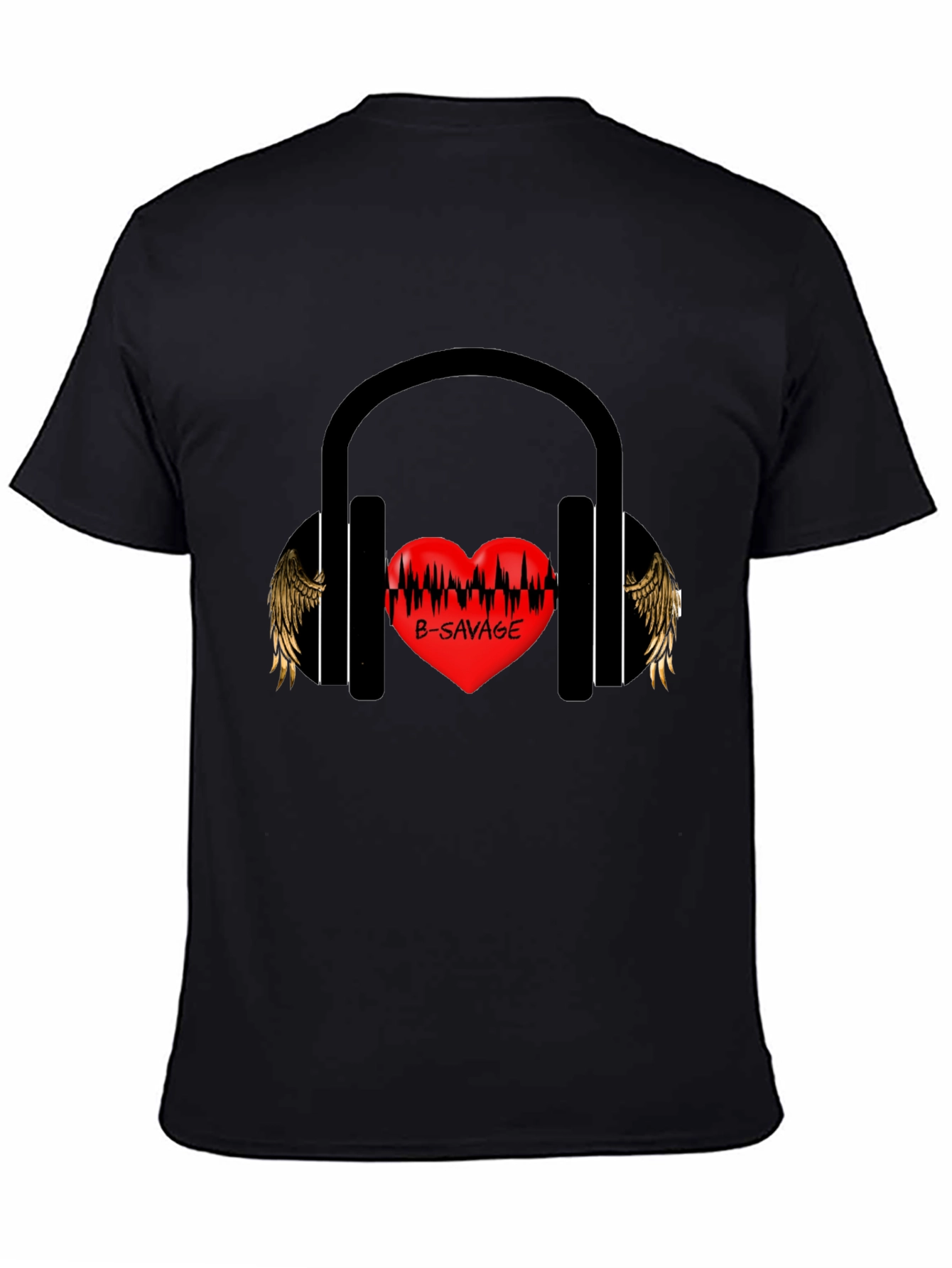 B-SAVAGE Heart Headphones Graphic Tee