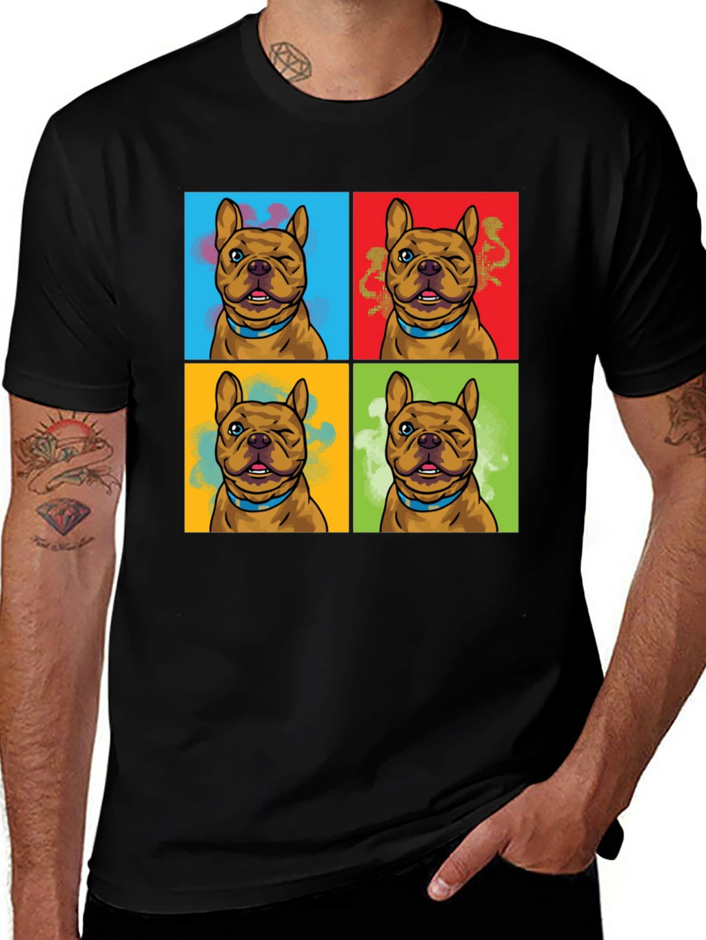 Pop Art Bulldog Print T-Shirt