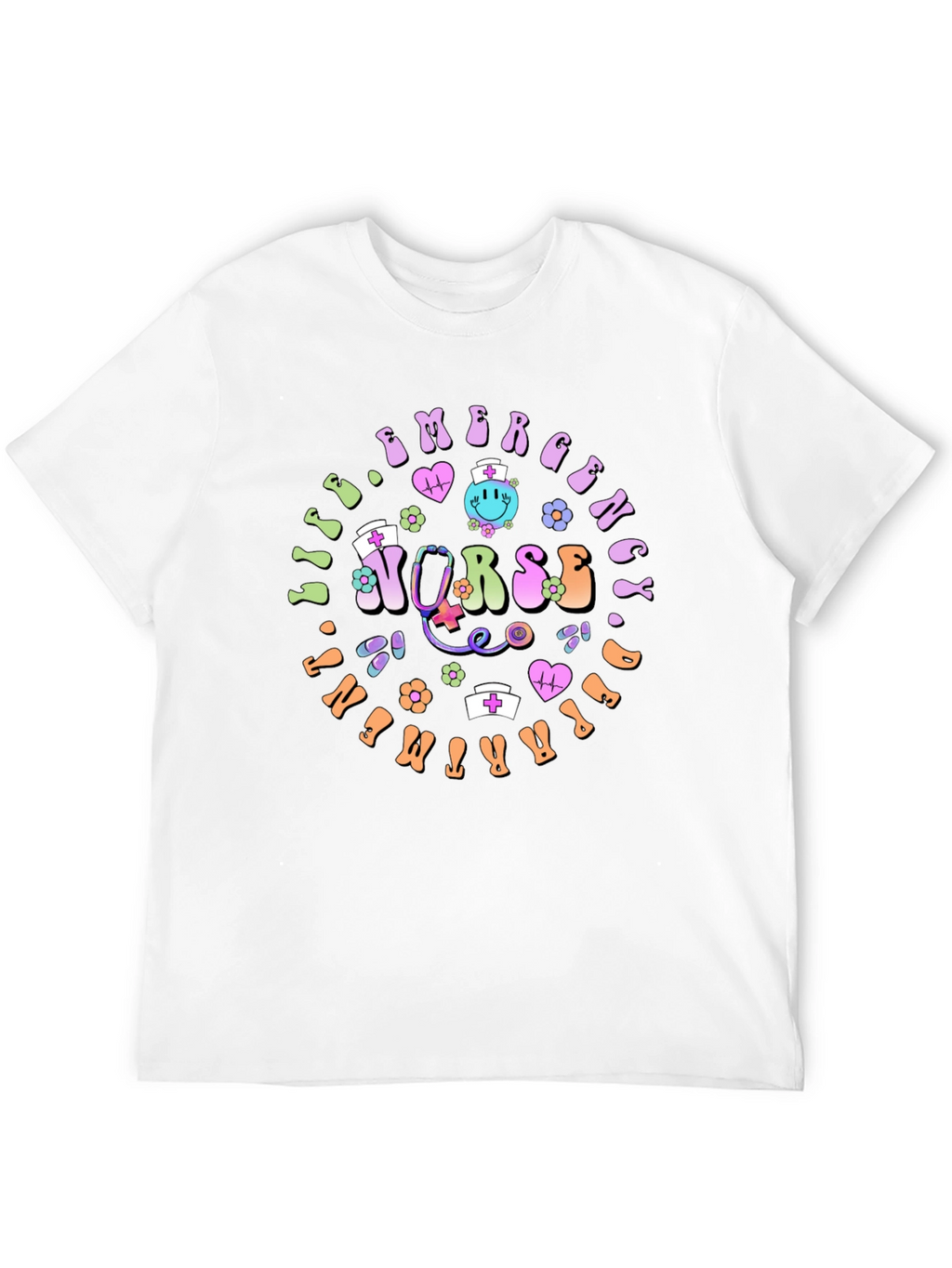 Emergency Nurse T-Shirt Groovy Retro Style