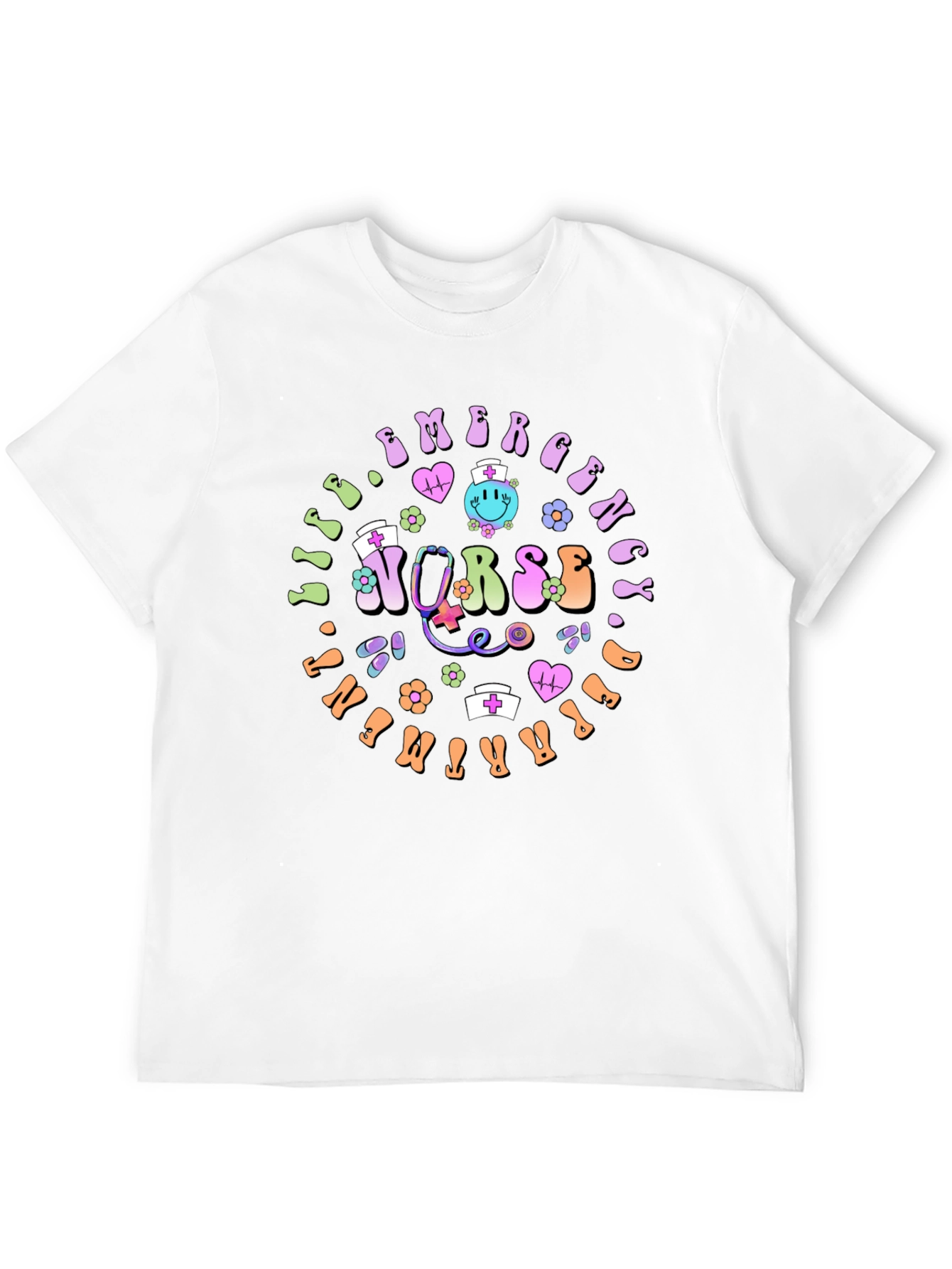 Emergency Nurse T-Shirt Groovy Retro Style