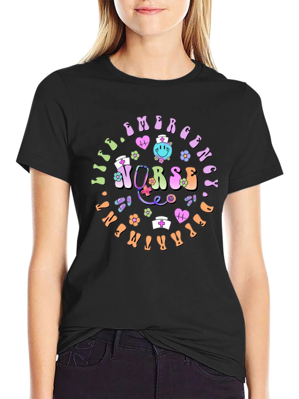 Emergency Nurse T-Shirt Groovy Retro Style